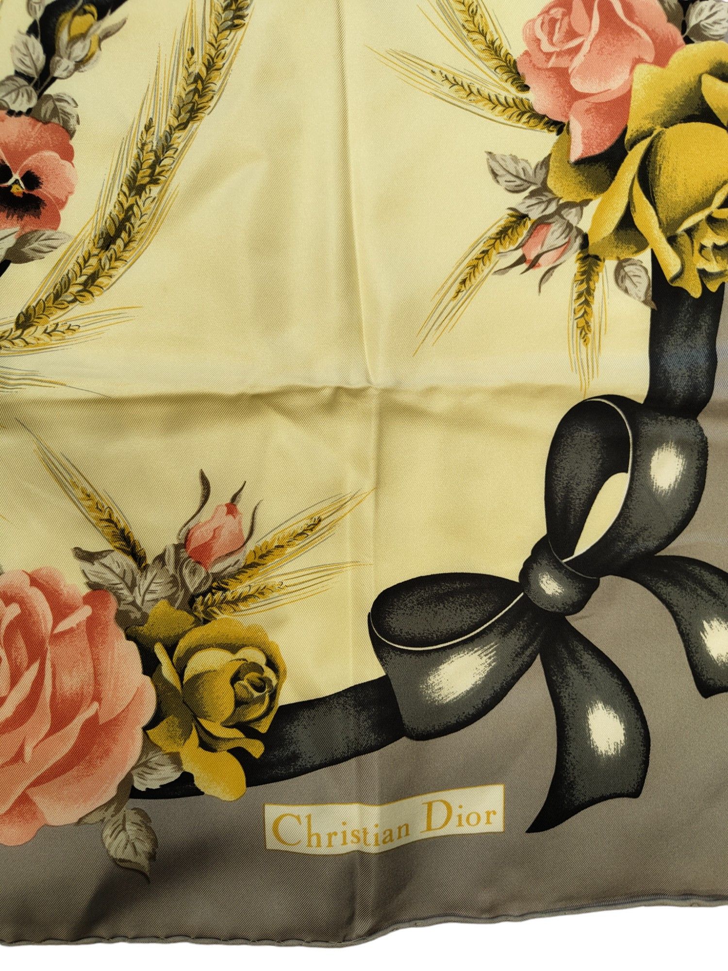 Dior Silk Square Scarf With Floral Print Size ONE SIZE - 4 Thumbnail