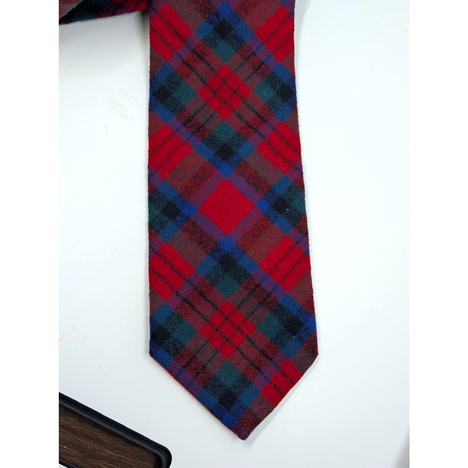 Pendleton VINTAGE Pendleton Tie Plaid Tartan 100% Wool Made In USA Red Green Blue Men One Size Short Adjustable Wool Tie Size ONE SIZE - 2 Thumbnail