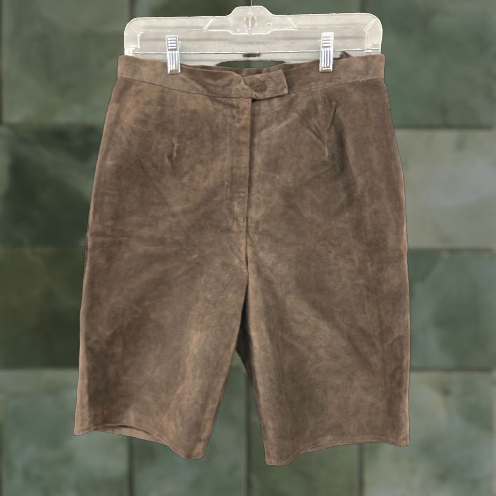 Vintage VINTAGE Paul Harris Design Leather Shorts Women 8 Brown Bermuda Designer 90s Womens Size 30" / US 8 / IT 44 - 1 Thumbnail