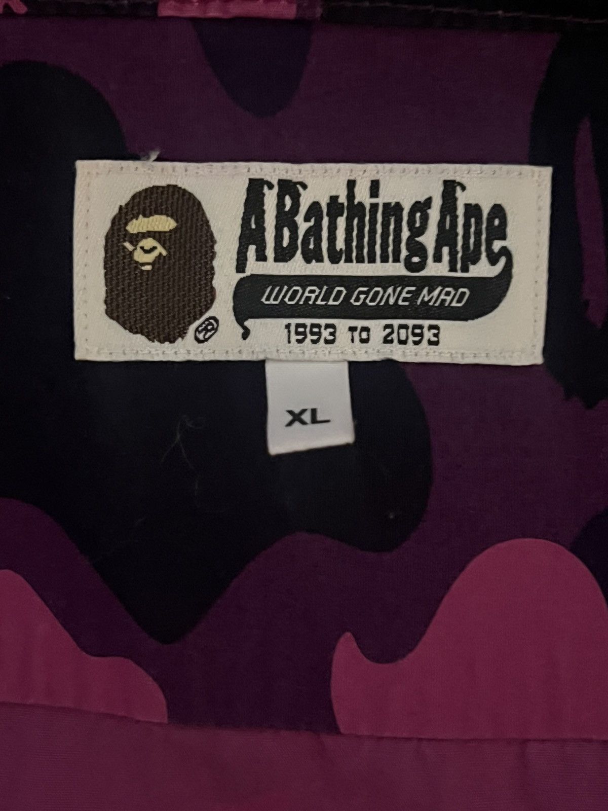 Bape Rare BAPE A Bathing Ape Purple Camo Shark Button Shirt Size US XL / EU 56 / 4 - 9 Thumbnail