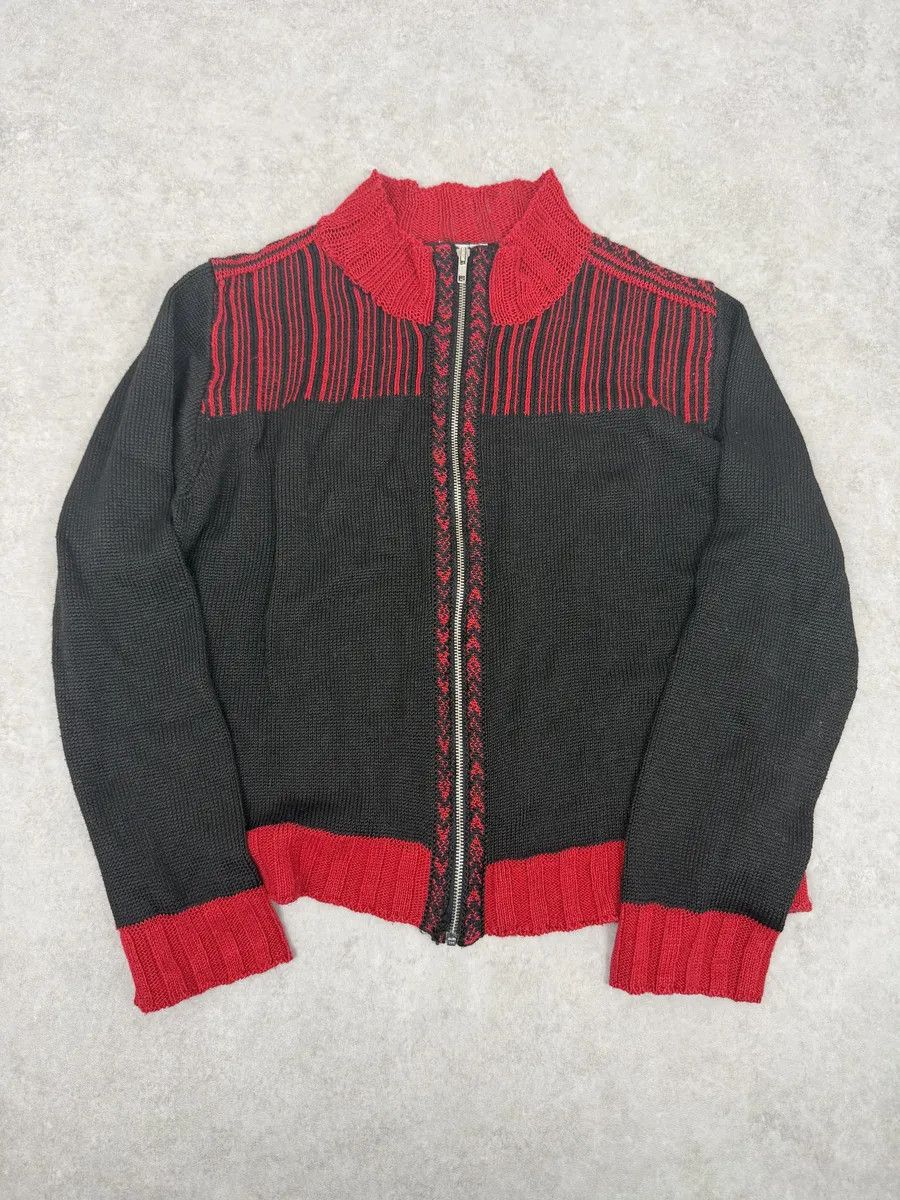 Dries Van Noten Dries Van Noten Black & Red Zip-up Sweater Size US S / EU 44-46 / 1 - 1 Thumbnail