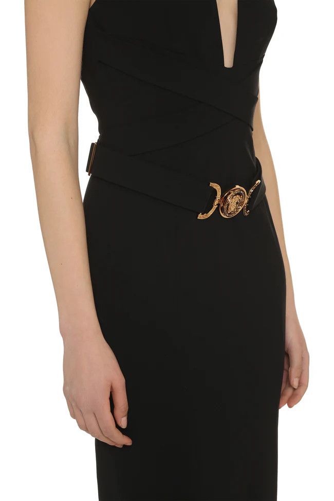 Versace o1y0226 Midi Dress in Black Size S / US 4 / IT 40 - 5 Thumbnail