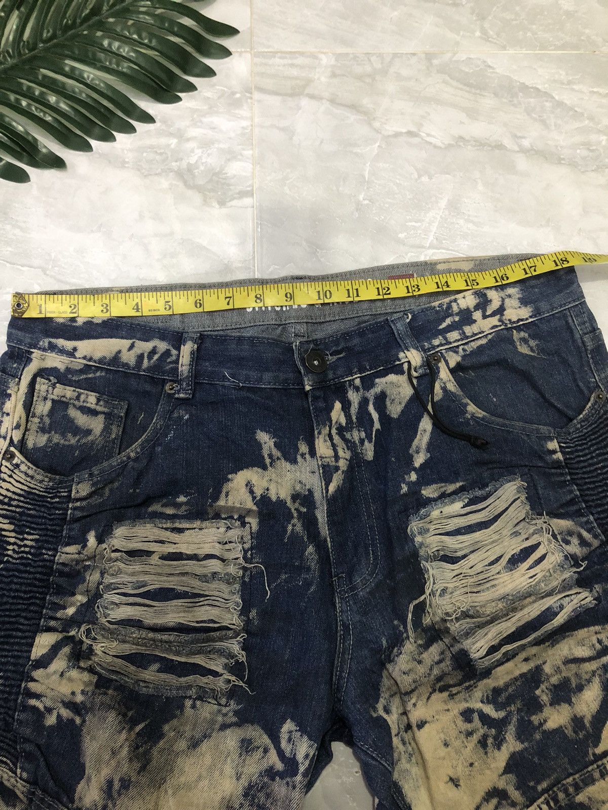 Japanese Brand × Stitch's Jeans Stitches & Rivets Destroyed Denim Jean Shorts Size US 36 / EU 52 - 11 Thumbnail