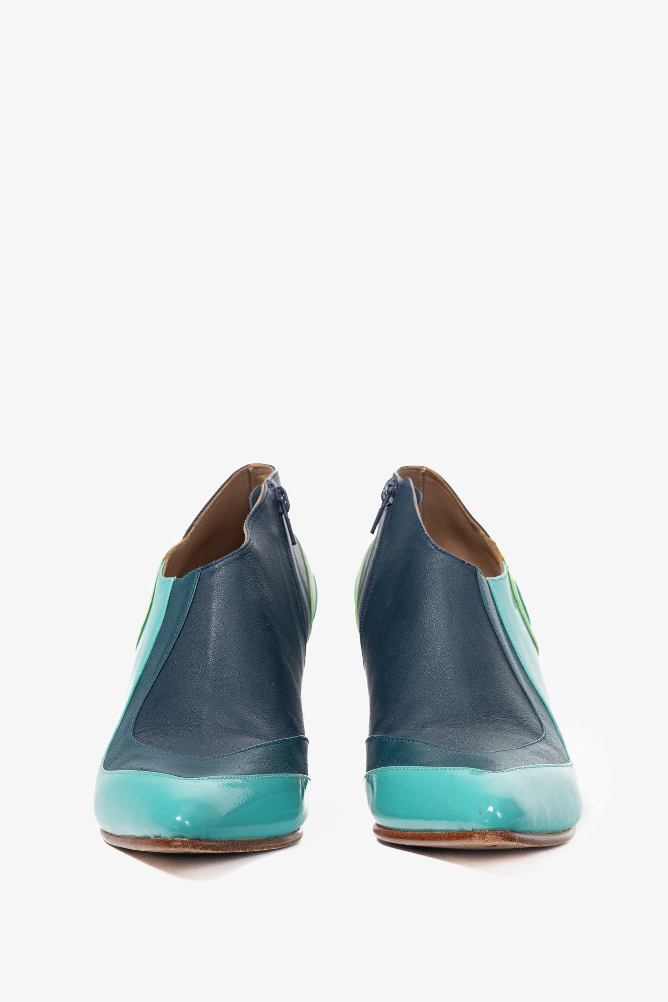 John Fluevog John Fluevog Amadeus Blue & Green Layered Leather Heels Size US 10 / IT 40 - 2 Thumbnail