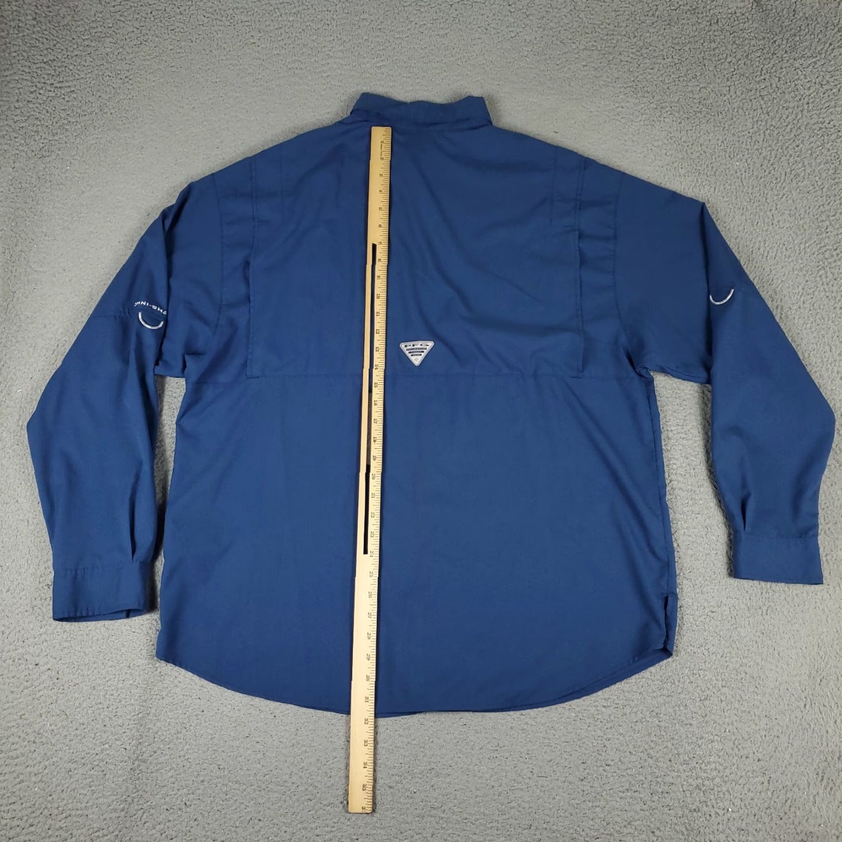 Vintage Columbia Shirt Mens XL Blue Button-Up Long Sleeve Vented Col f/ Polyester Size US XL / EU 56 / 4 - 5 Thumbnail