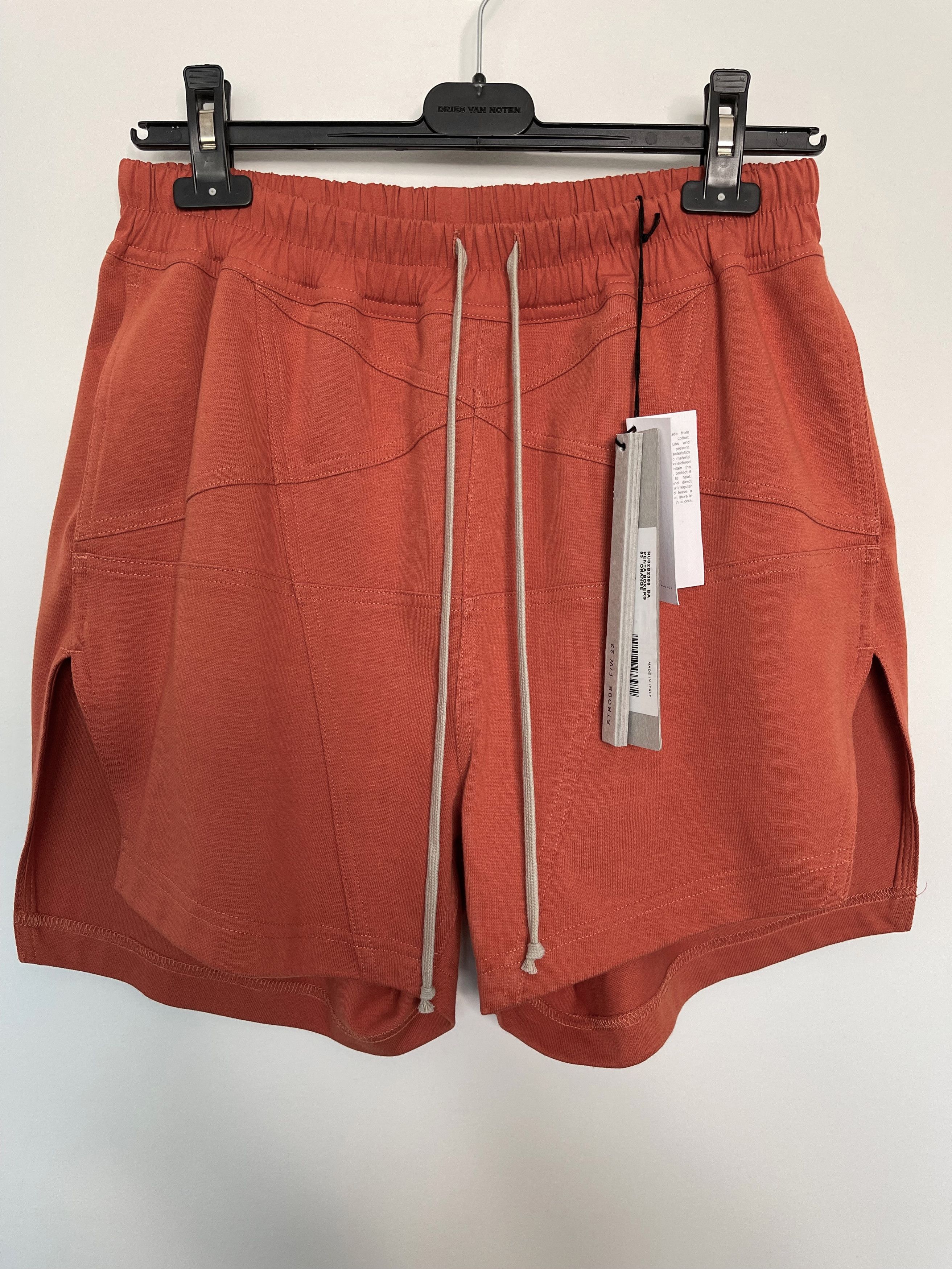 image of Rick Owens Eu46 Slit Seam Orange Pentagram Boxer Shorts Fw22 Strobe, Men's (Size 30)