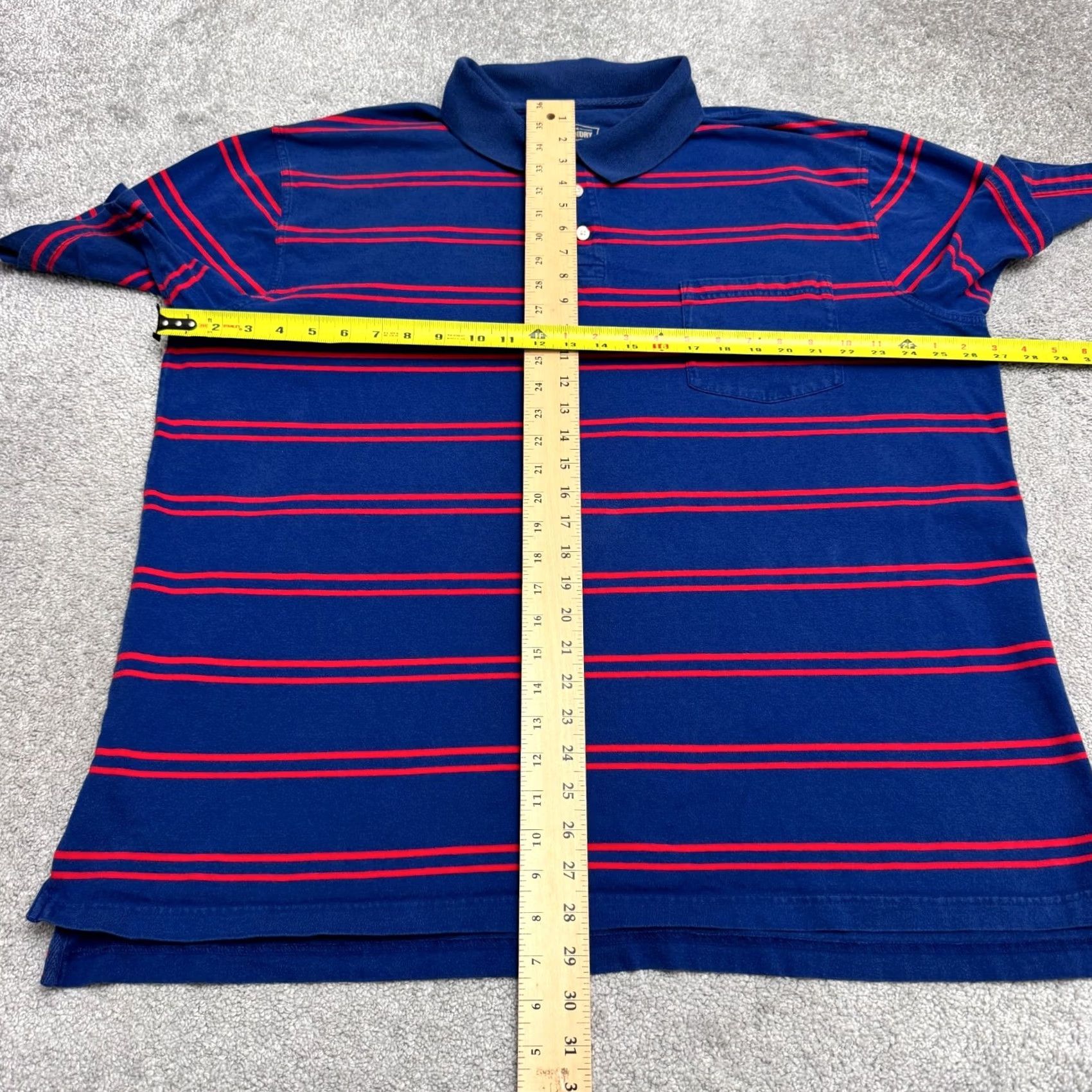 Vintage The Foundry Striped Polo Shirt Mens 2XL Tall Blue Red Cotton Pocket Polo Size US XXL / EU 58 / 5 - 4 Thumbnail