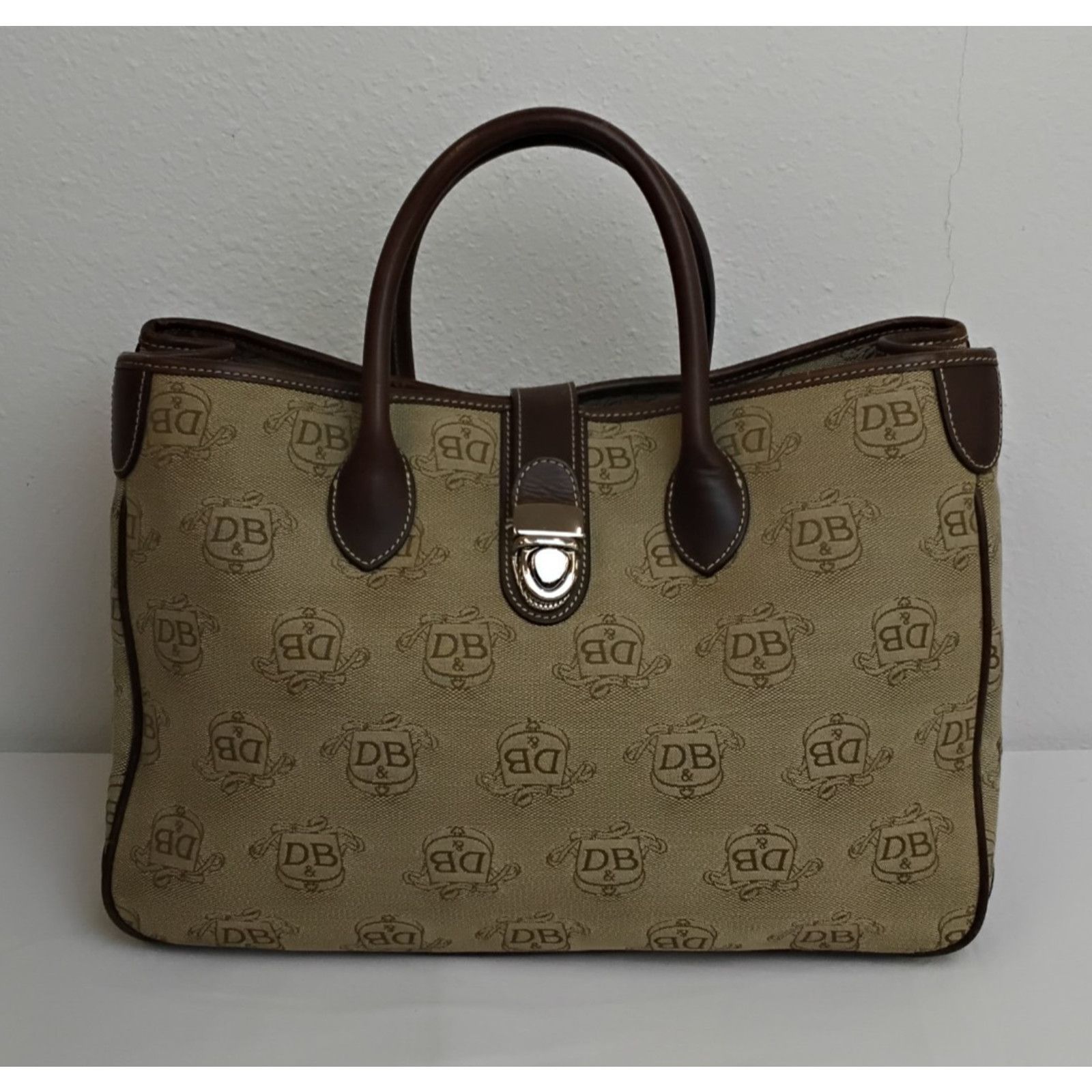 Dooney & Bourke Dooney & Bourke Jacquard Satchel Bag Brown DB Logo Canvas Size ONE SIZE - 2 Thumbnail