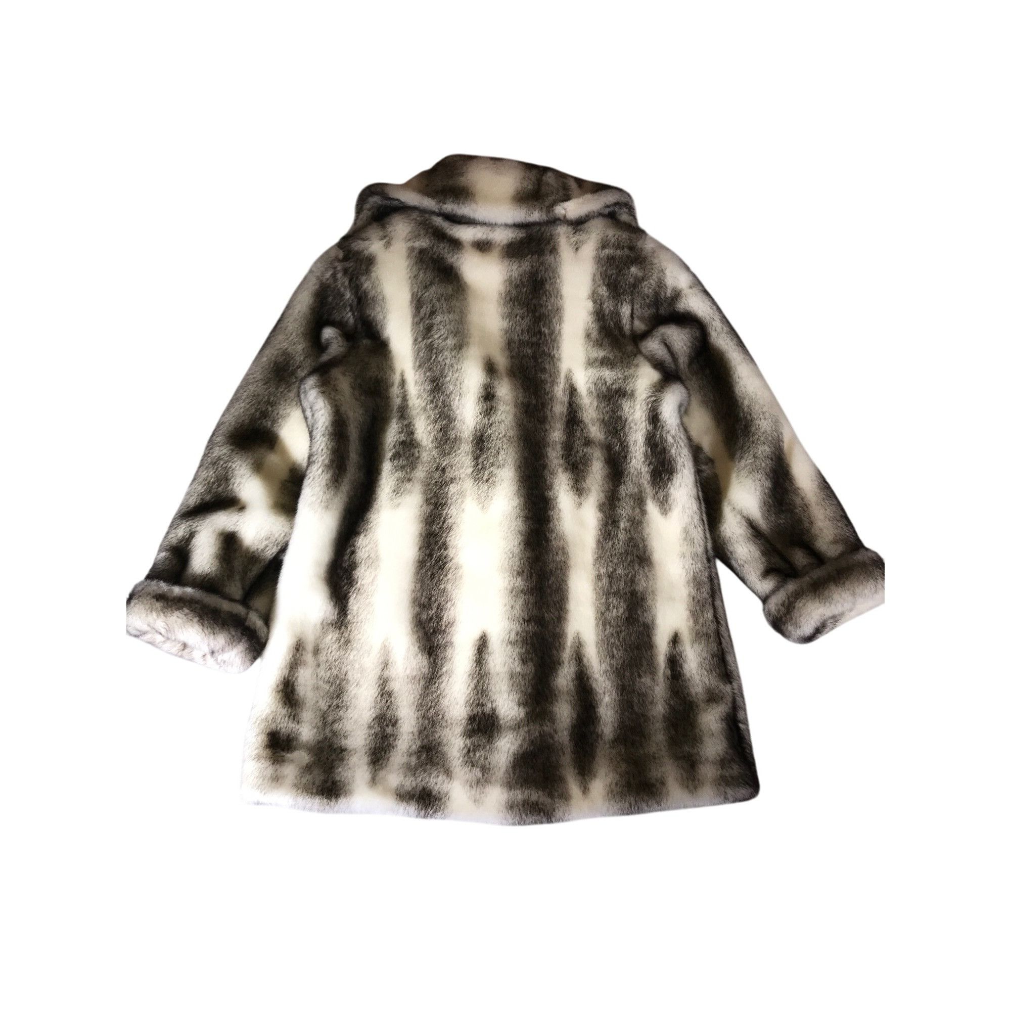 Designer Pamela McCoy Womens Grey & White Faux Fur Coat Size M / US 6-8 / IT 42-44 - 2 Thumbnail