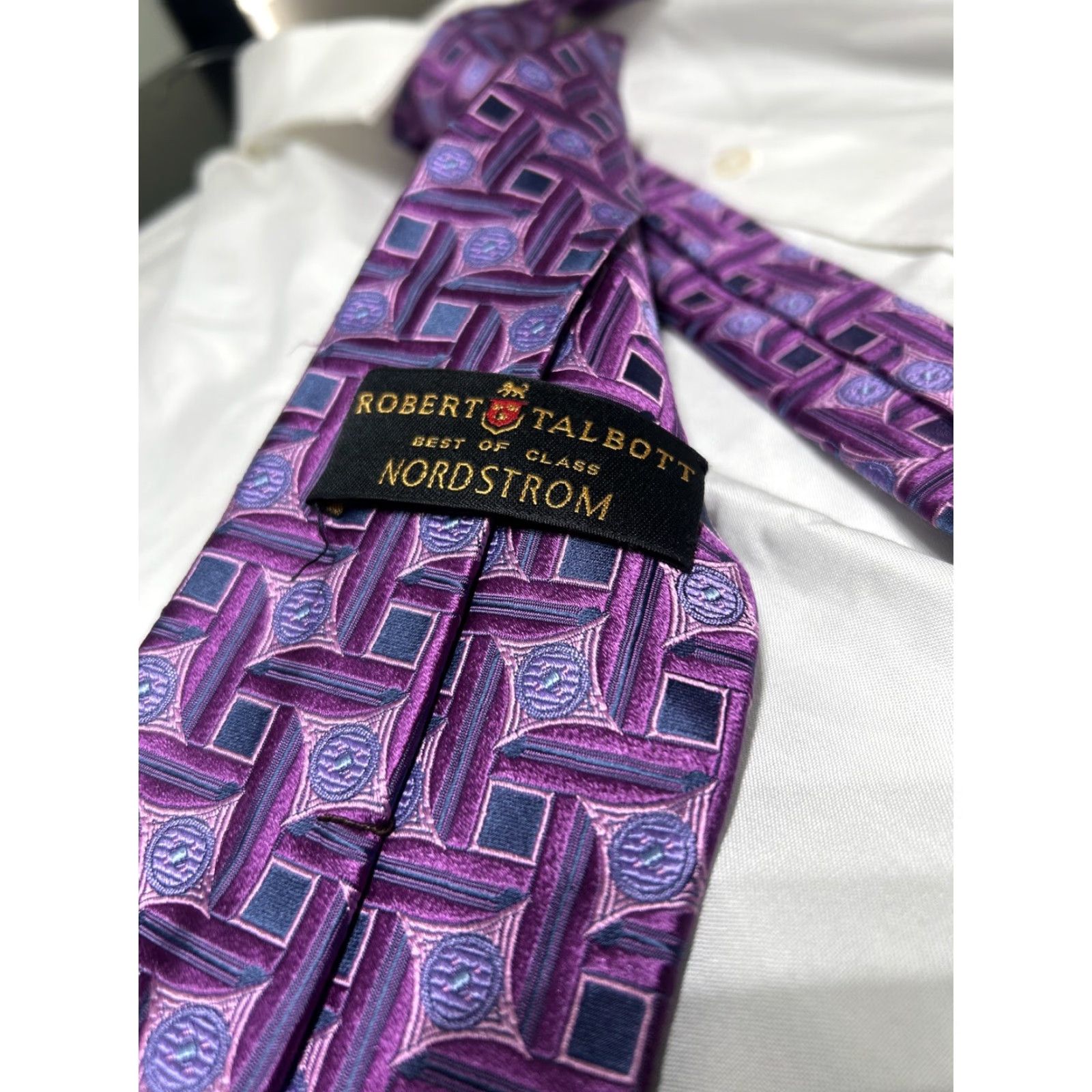 Robert Talbott Robert Talbott Silk Tie Purple Circle Geometric Hand Sewn USA W: 4" Best If Clas Size ONE SIZE - 2 Thumbnail