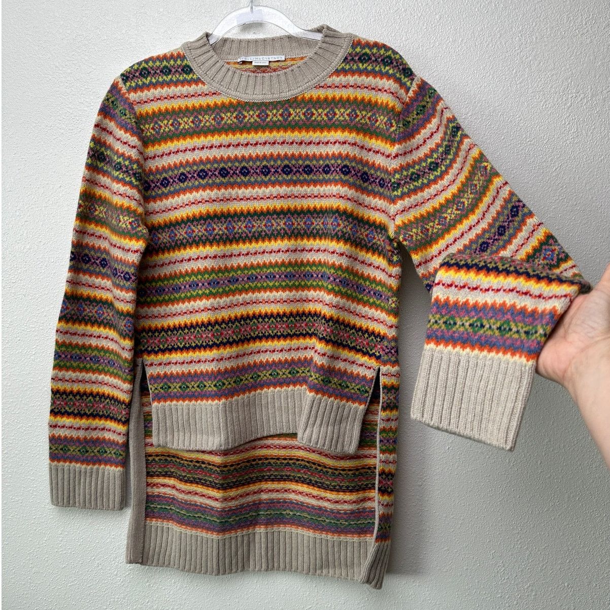 Stella McCartney Stella McCartney Multicolor Zigzag Wool 10 High Low Sweater Size L / US 10 / IT 46 - 2 Thumbnail