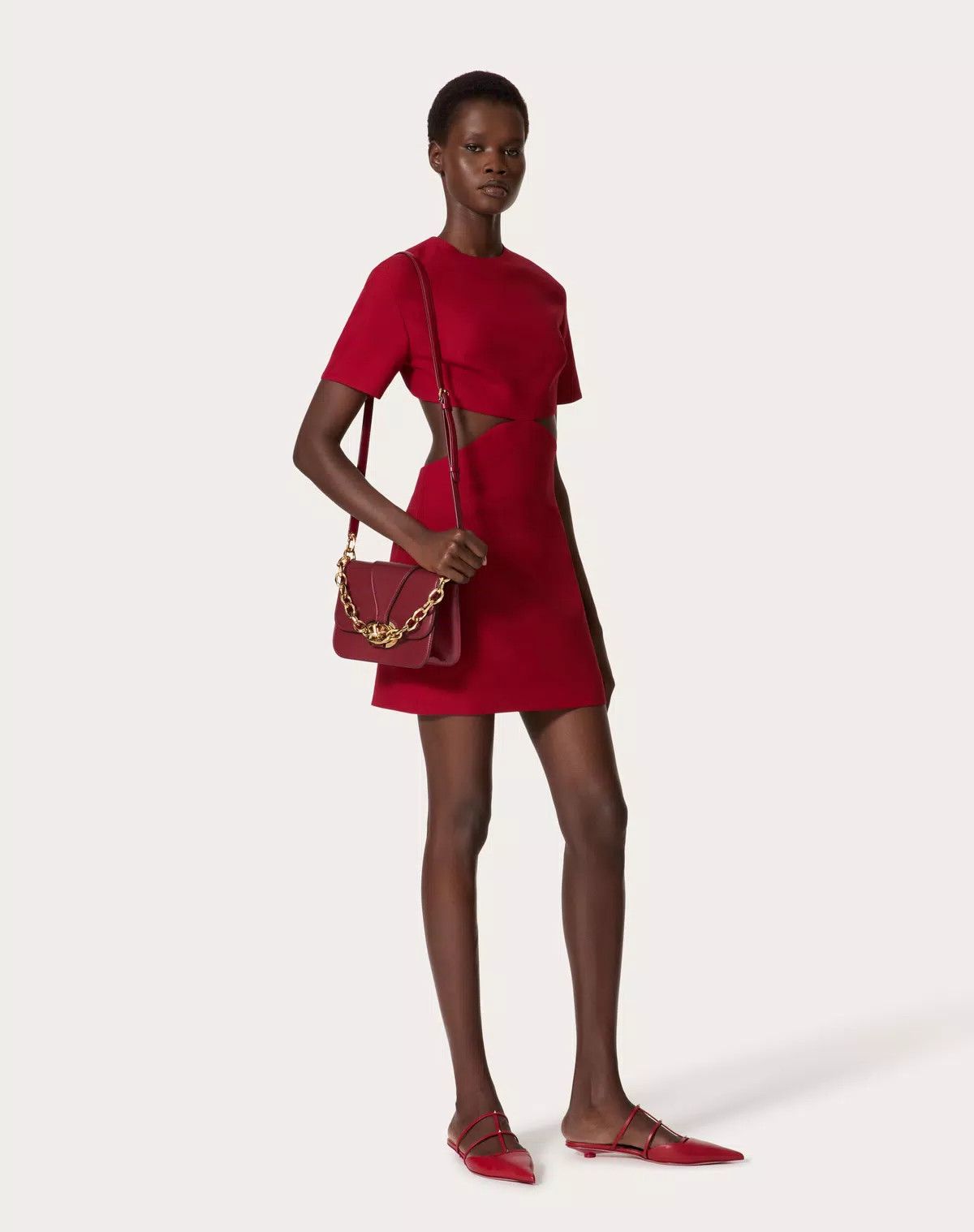 Valentino oc11z0725 Size:OS/Leather Shoulder Bag With Chain in Red Size ONE SIZE - 8 Thumbnail