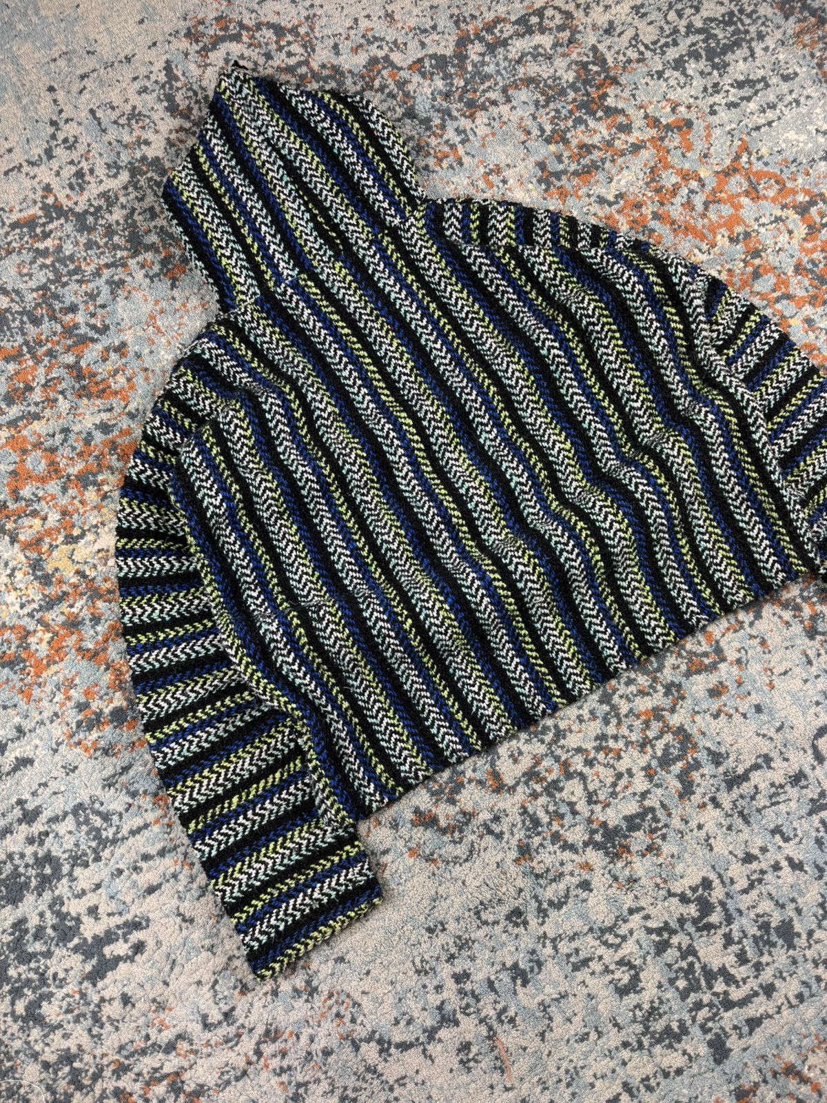 Handmade × Vintage Vintage 90s made in Mexico Baja drug rug hoodie boho rasta Size US S / EU 44-46 / 1 - 3 Thumbnail