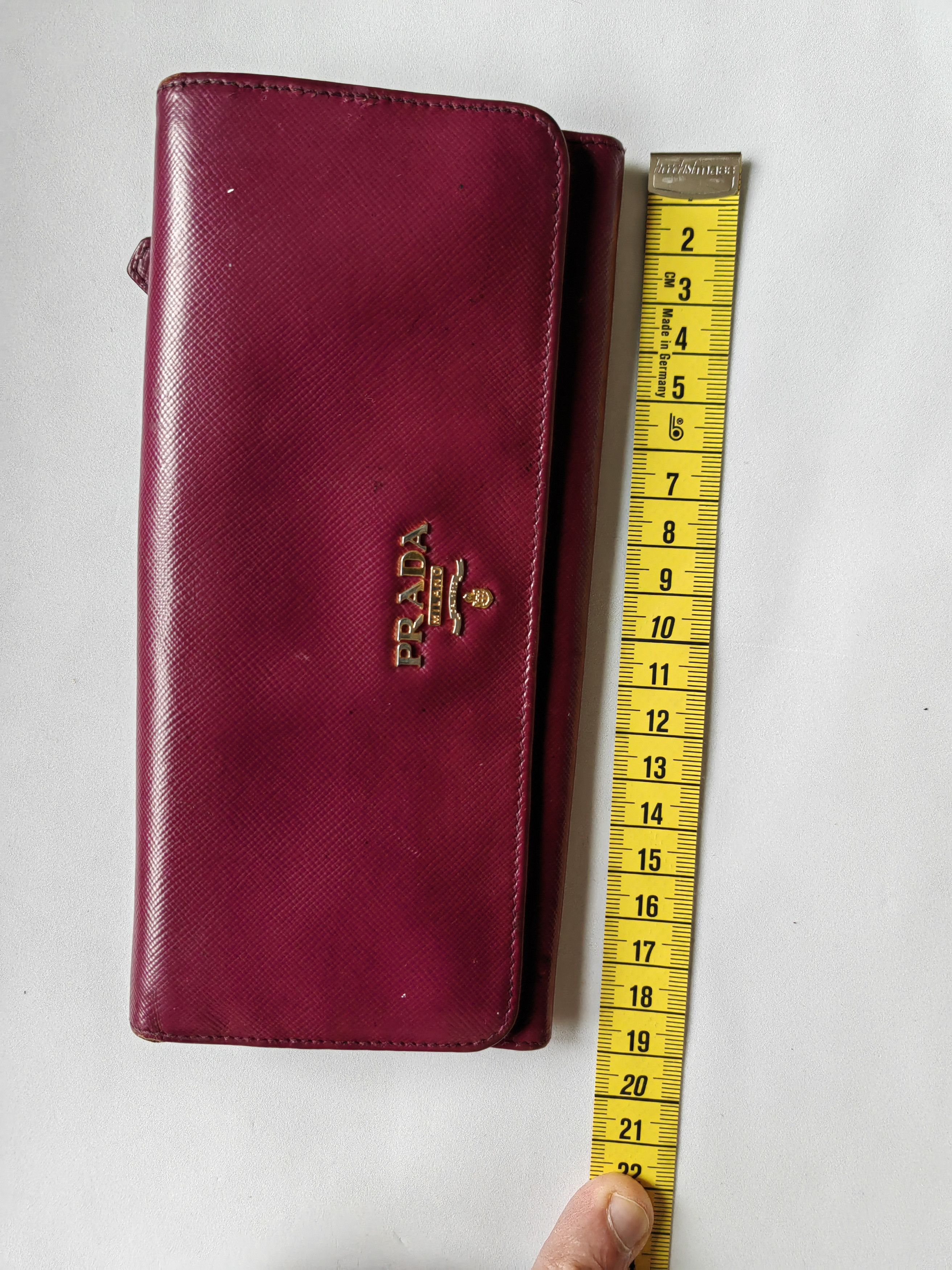 Prada Authentic Prada Wallet Saffiano Long Logo Magenta Size ONE SIZE - 18 Thumbnail