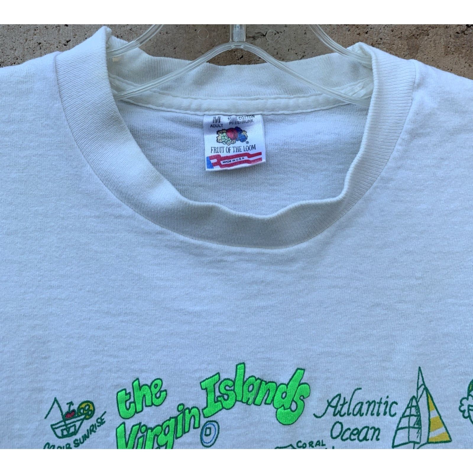 Fruit Of The Loom VINTAGE The Virgin Islands St Thomas St Croix T Shirt Single Stitch Size Medium Size US M / EU 48-50 / 2 - 3 Thumbnail