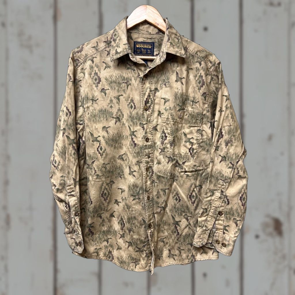 Vintage Woolrich Shirt Men Duck Hunting Long Sleeve Button-Up Aztec Beige Camel M Medium Collared Flannel Cotton Size US M / EU 48-50 / 2 - 1 Thumbnail