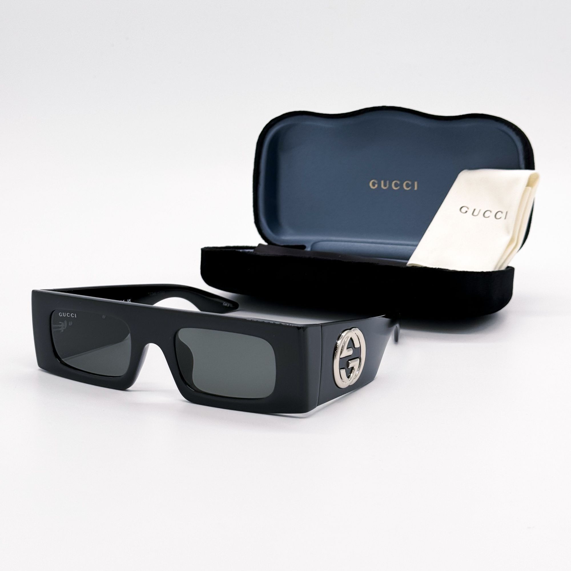 Gucci NEW GUCCI GG1646S 001 SQUARE BLACK GREY WOMEN SUNGLASSES GUC Size ONE SIZE - 1 Thumbnail