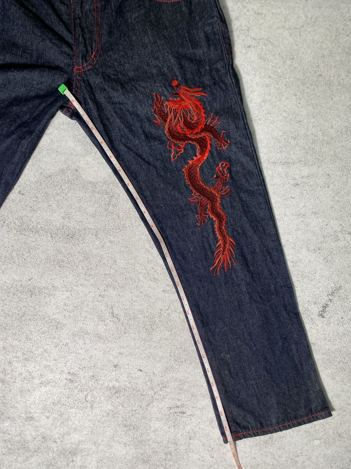 Japanese Brand × Le Grande Bleu (L.G.B.) × Vivienne Tam Vintage Vivienne Tam Dragon embroidered denim pants Size 31" - 10 Thumbnail