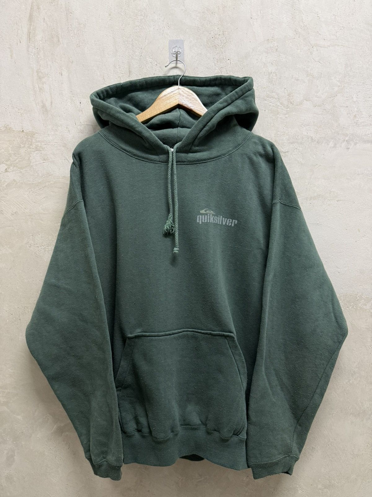 Quiksilver Vintage 90s Quiksilver Big Spell Out Sage Green Hoodie Size US L / EU 52-54 / 3 - 3 Thumbnail