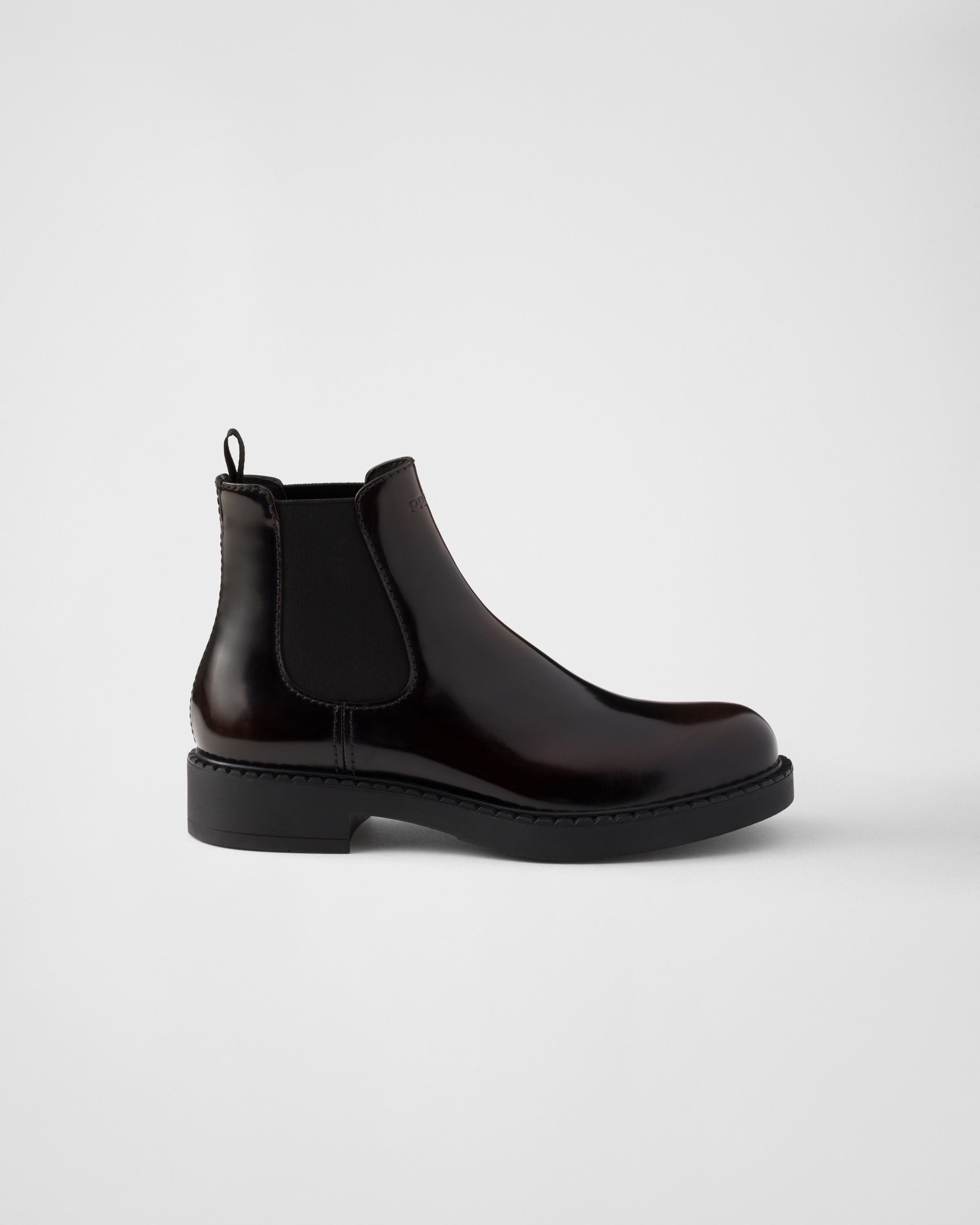 Prada o1la1rc1a0925 Brushed Leather Chelsea Boots in Brown/Black Size US 11 / EU 44 - 2 Thumbnail