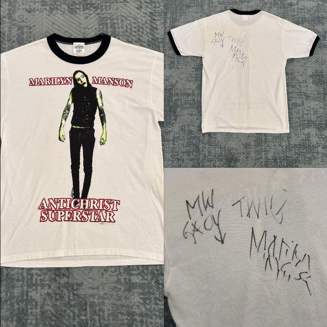 Marilyn Manson 1997 Marilyn Manson Antichrist Superstar Triple Signed Shirt Size US L / EU 52-54 / 3 - 1 Thumbnail