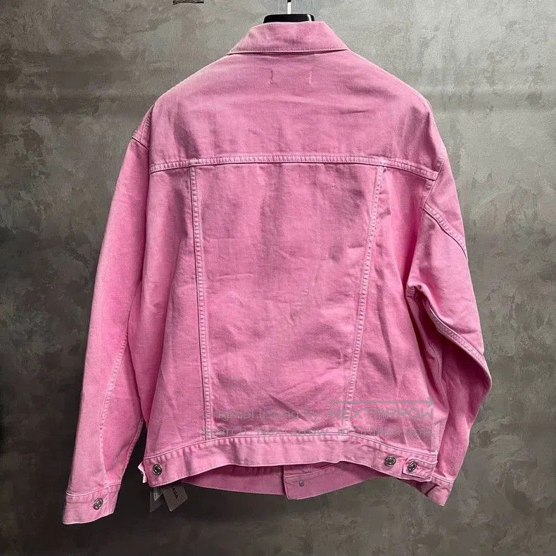 Balenciaga Balenciaga Pink Logo Print Denim Jacket. Size US XS / EU 42 / 0 - 2 Thumbnail