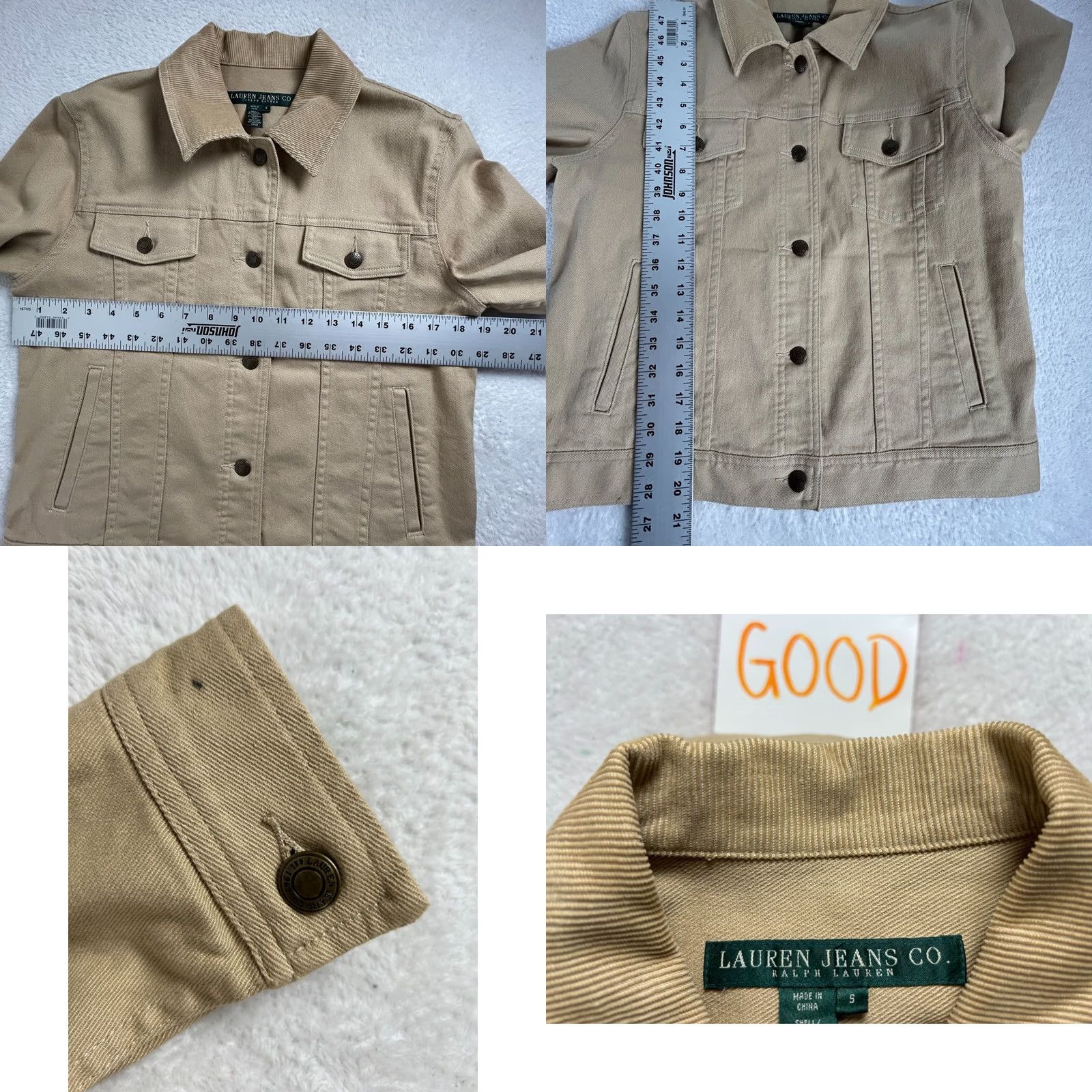 Denime Lauren Jeans Co. Ralph Lauren Womens Tan Denim Crop Jacket Small Pockets Casual Size 28" / US 6 / IT 42 - 8 Thumbnail