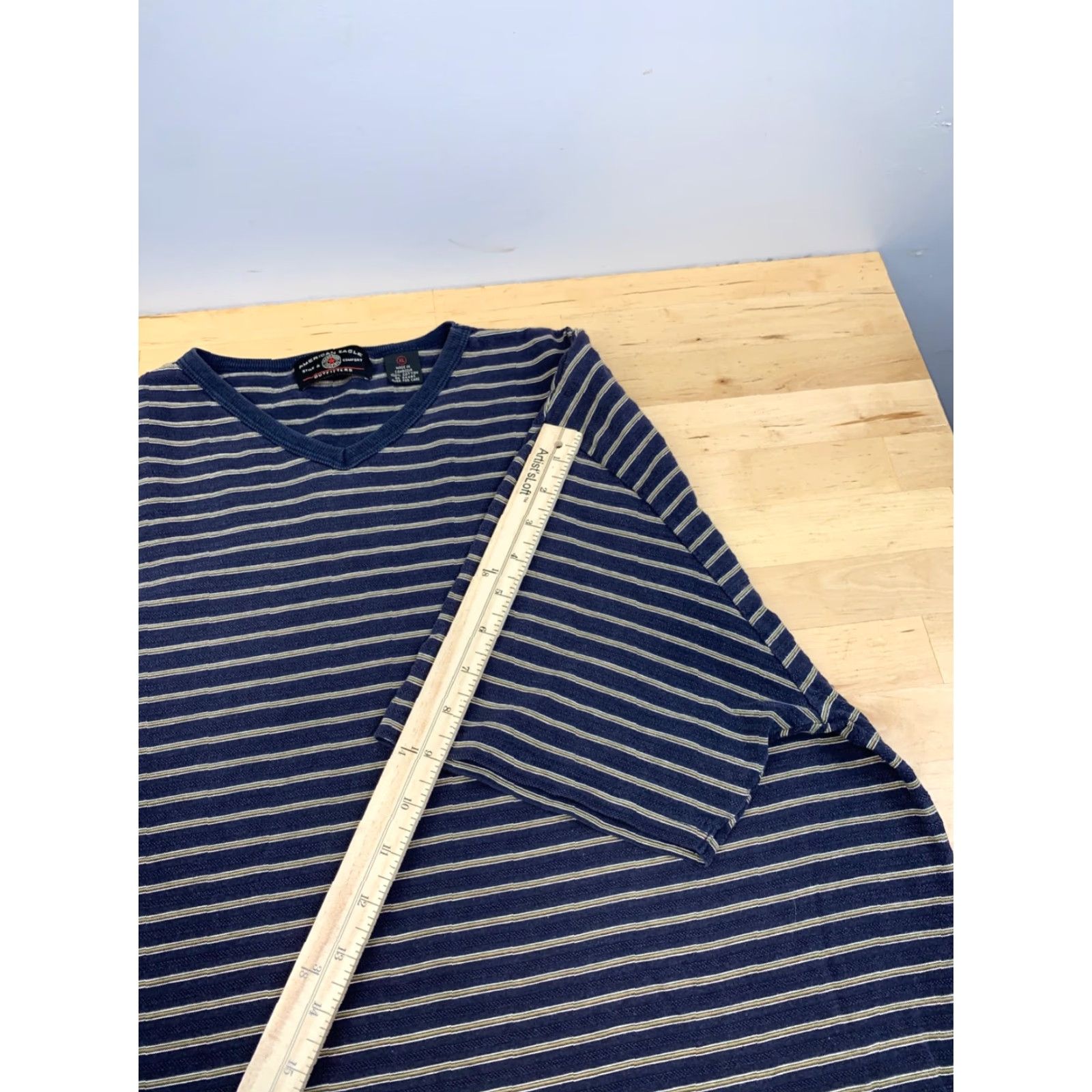 American Eagle Outfitters VINTAGE American Eagle Shirt Mens XL Blue Striped V Neck Casual Size US XL / EU 56 / 4 - 5 Thumbnail