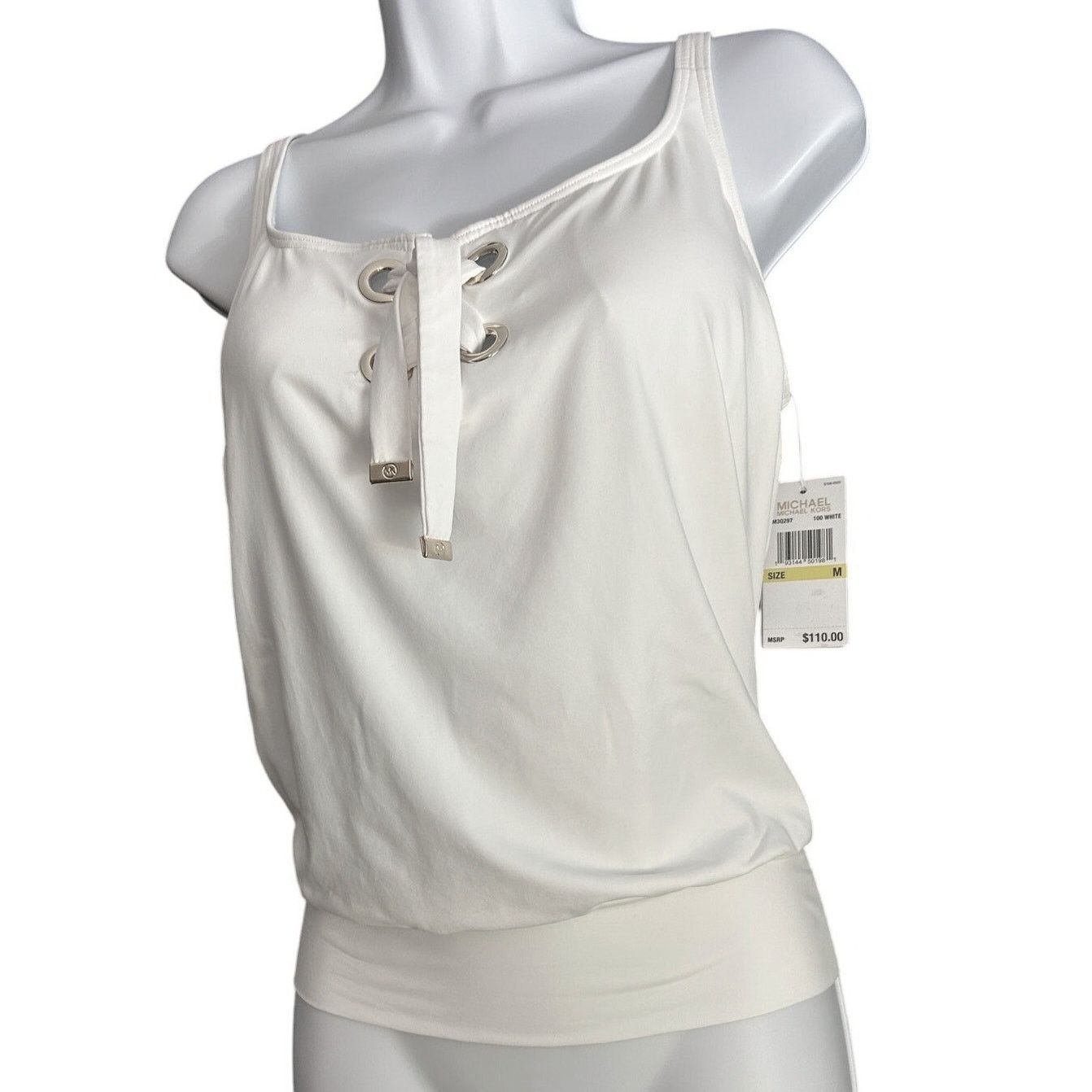 Michael Kors Michael Kors Tankini Swim Top Size M, White, Gold Grommets Size M / US 6-8 / IT 42-44 - 4 Thumbnail