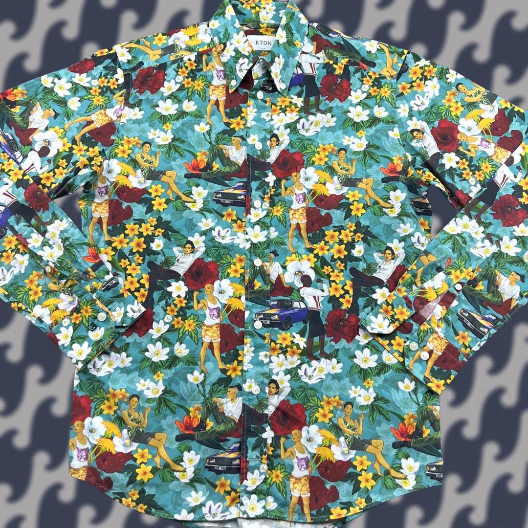 Eton ETON Button Down Shirt Mens Size 40 Medium Slim Floral AOP Hawaiian Shirt Size US L / EU 52-54 / 3 - 1 Thumbnail
