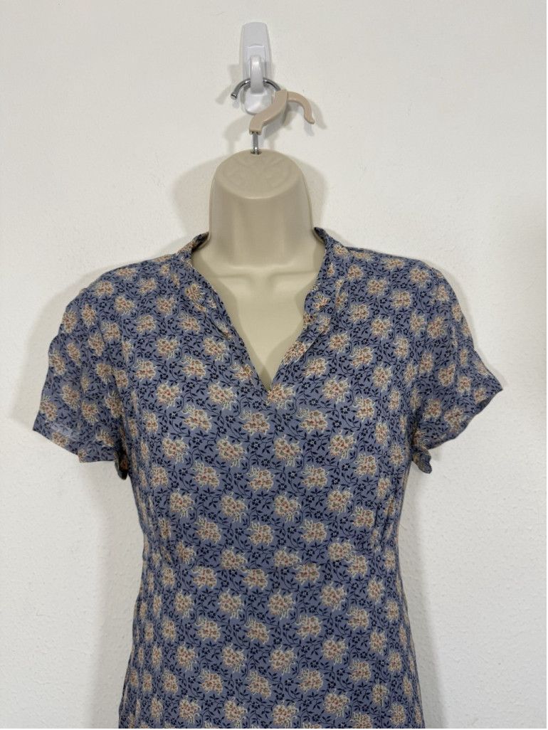 Vintage April Cornell Cornflower Georgette Maxi Dress XS