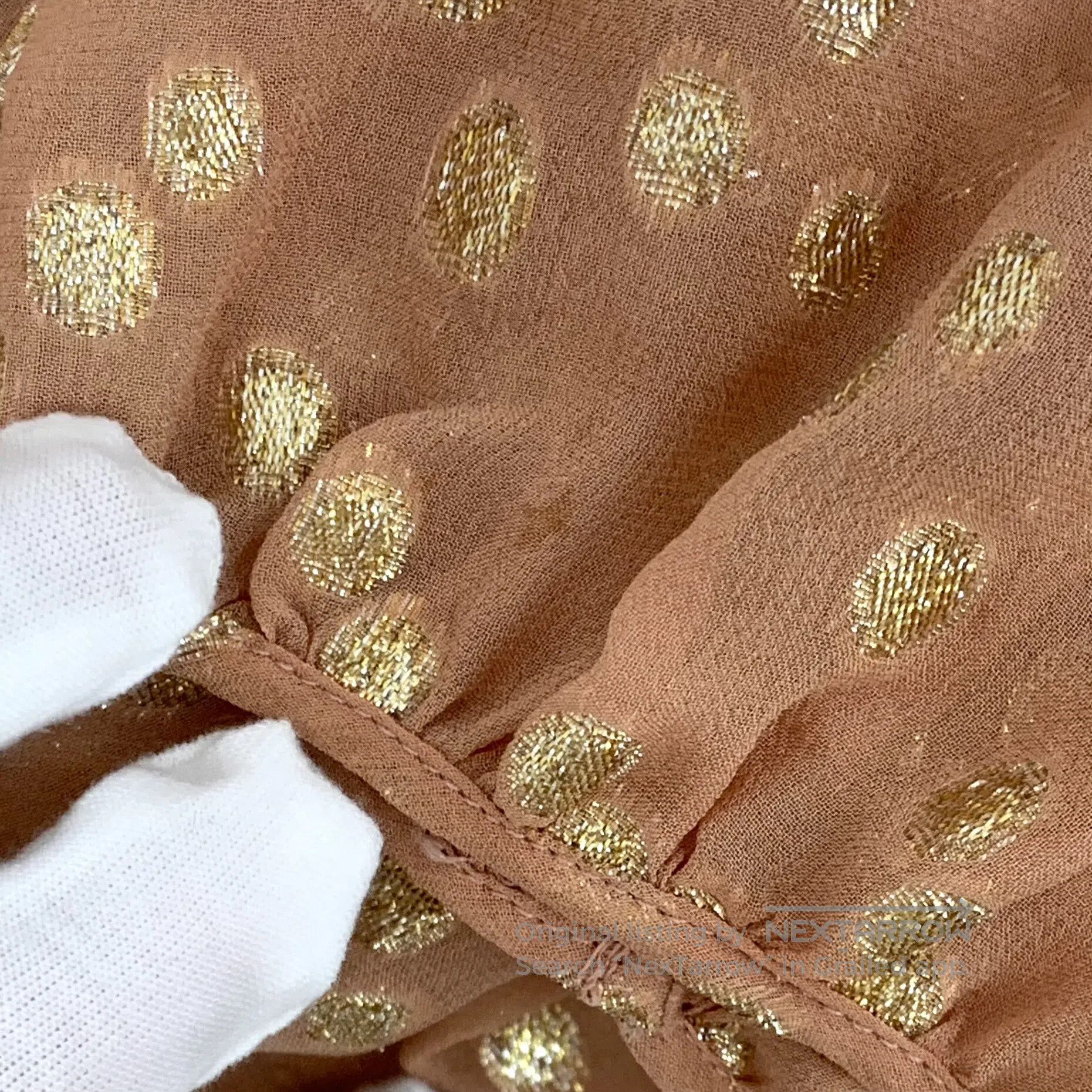 Max Mara Max Mara Orange Polka Dot Pleated Silk Crew Neck Long Slee Size XS / US 0-2 / IT 36-38 - 7 Thumbnail