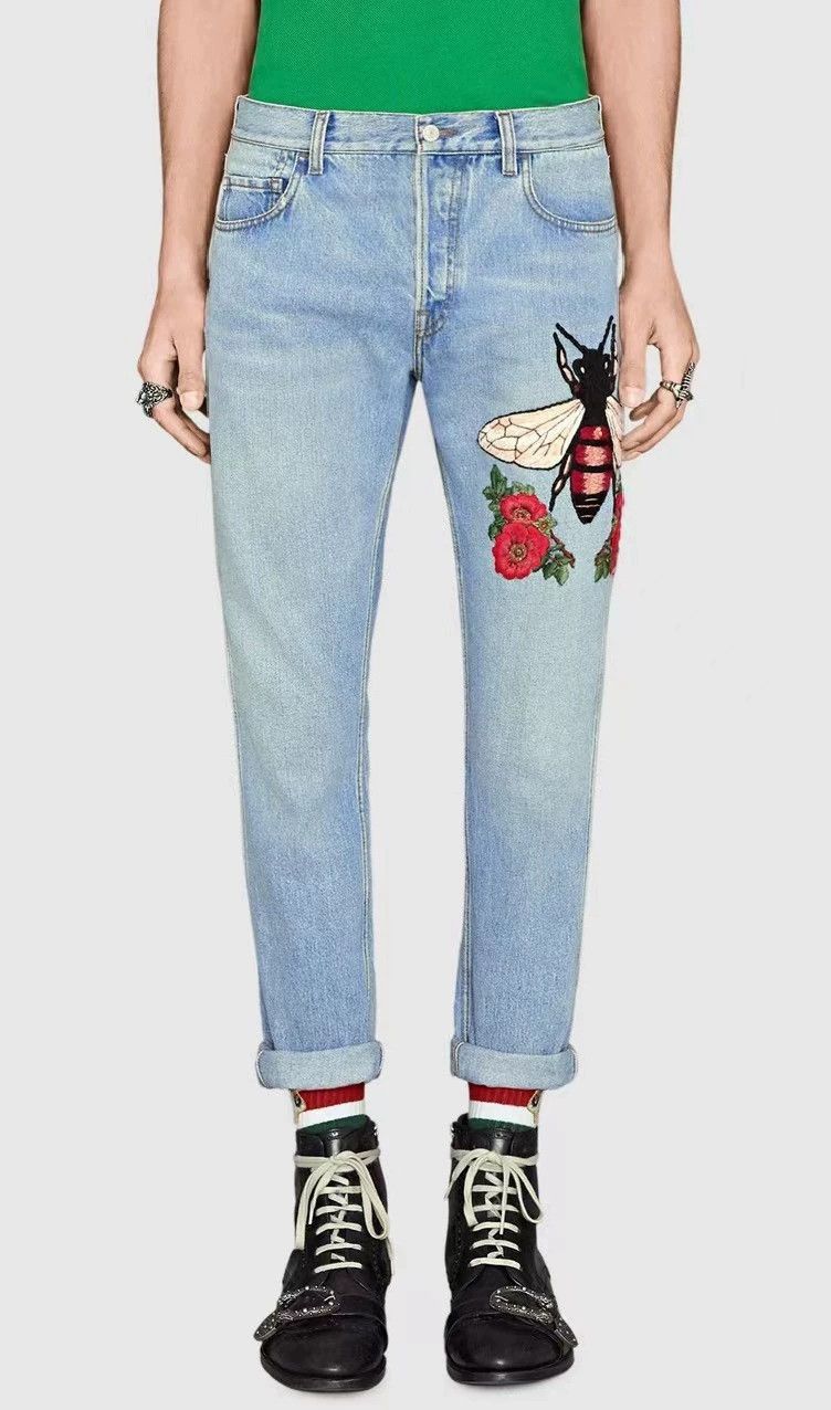 Gucci Gucci Bee Flower Embroidered Denim Pants-2506 Size US 32 / EU 48 - 9 Thumbnail