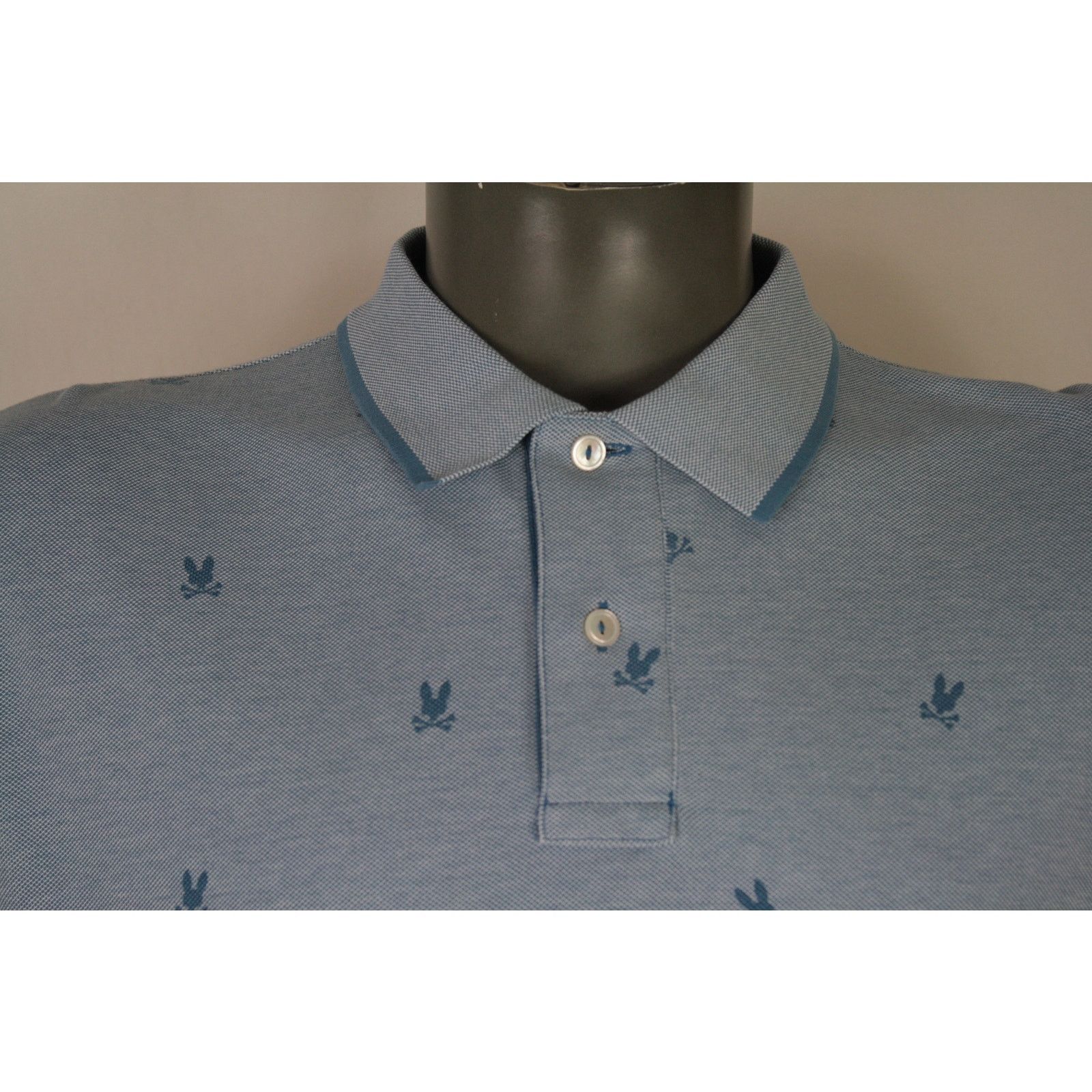 Psycho Bunny Psycho Bunny All Over Print Polo Shirt Blue Tail Crest 6 Size US L / EU 52-54 / 3 - 4 Thumbnail