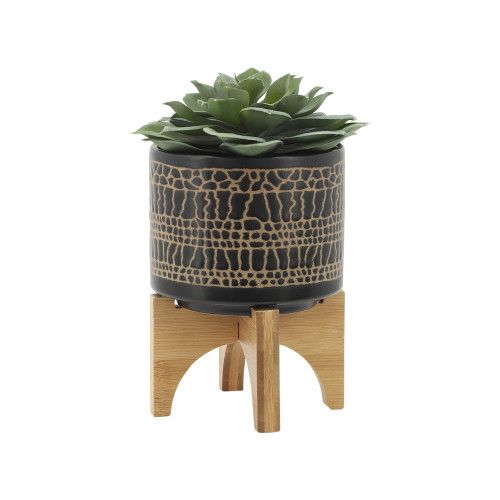 Designer × Homemade S/2 5/8" GLAZED PLANTER W/ STAND, BLACK Size US L / EU 52-54 / 3 - 4 Thumbnail