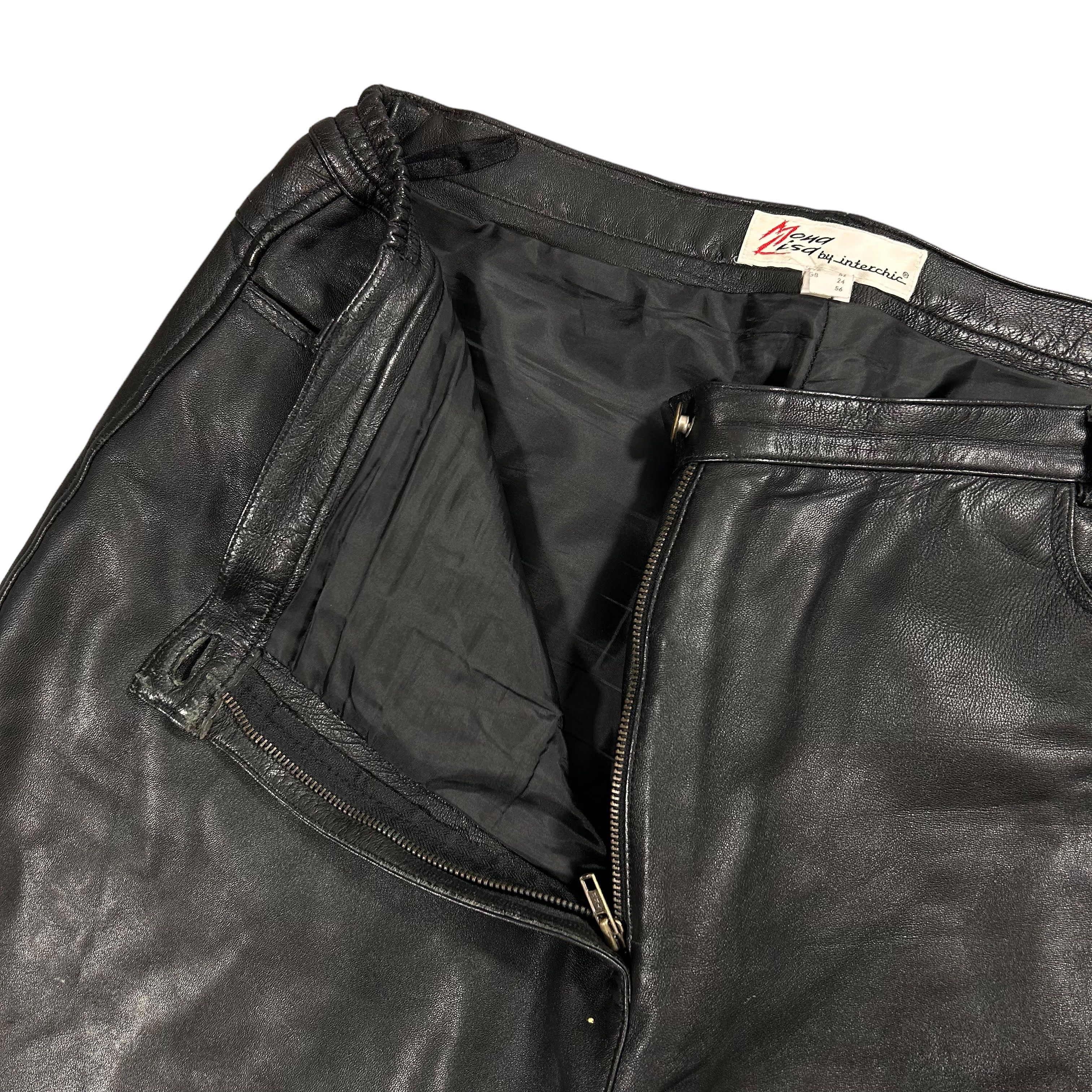 Leather × Vintage Vintage Black Baggy Loose Genuine Leather Pants Size W36 L30 Size US 36 / EU 52 - 5 Thumbnail