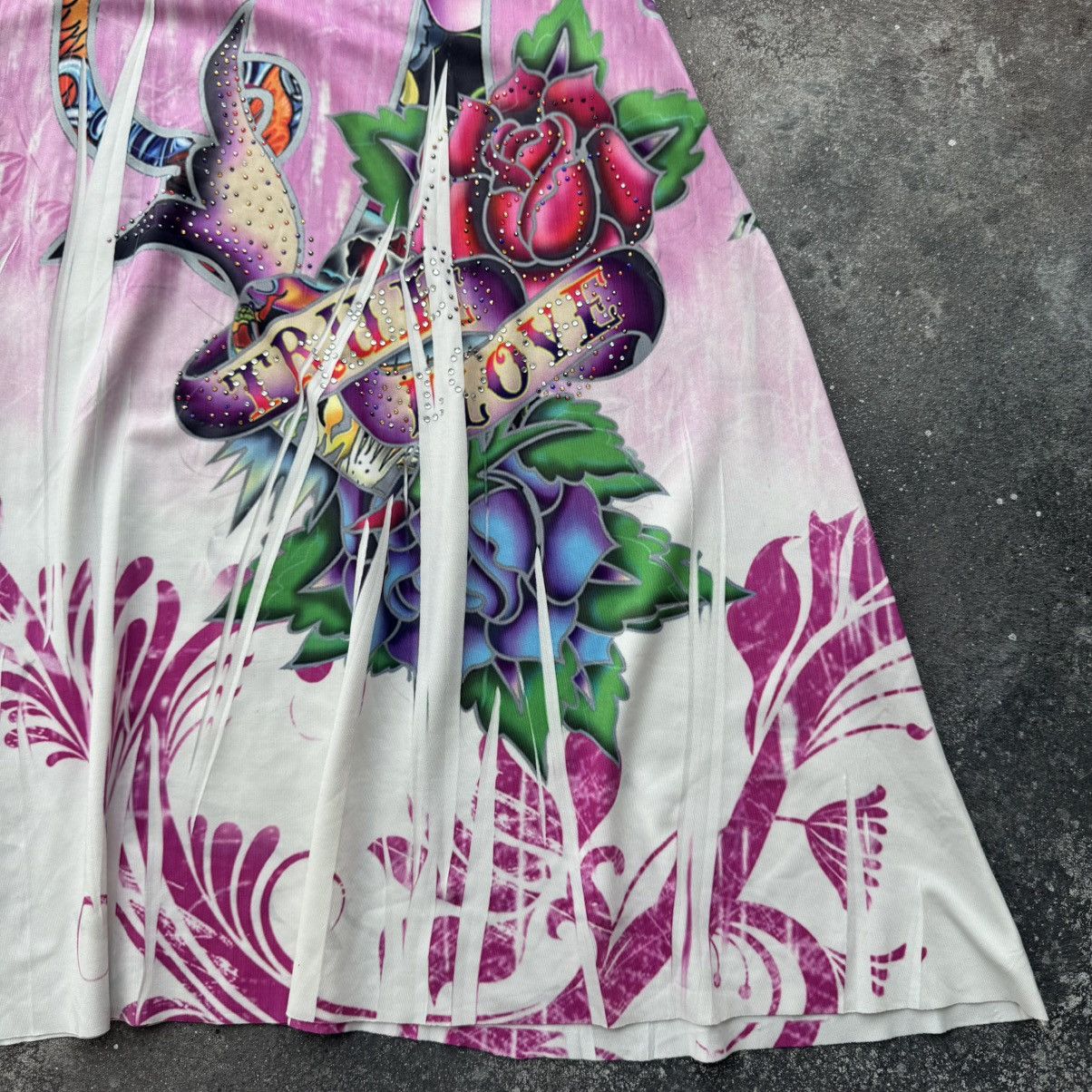 Ed Hardy Ed Hardy Vintage Y2K “True Love Rose” Pink Dress Size S / US 4 / IT 40 - 8 Thumbnail