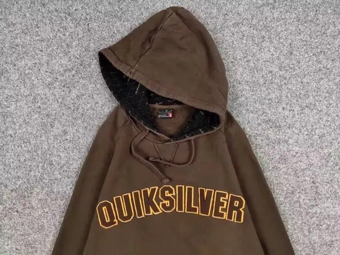 Quiksilver Vintage 90's Quiksilver Brown Big Logo Faded Boxy Hoodie Size US L / EU 52-54 / 3 - 3 Thumbnail