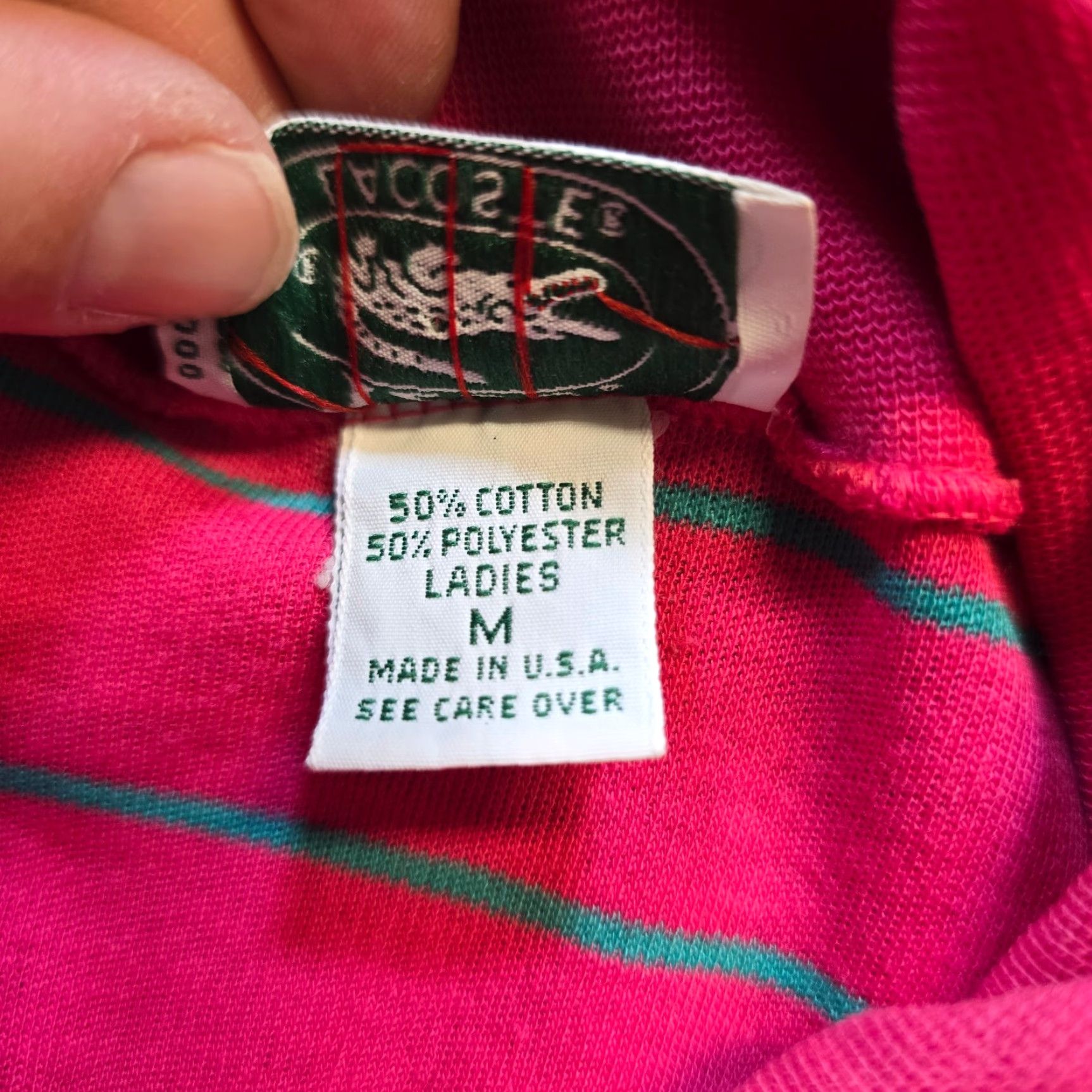 Izod VINTAGE Izod Lacoste Top Womens Medium Pink Turtleneck Striped Long Sleeve 80s Size M / US 6-8 / IT 42-44 - 4 Thumbnail