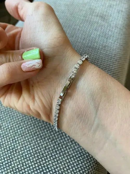 Other Silver Color 3MM AAA Cubic Zirconia Tennis Chain Bracelet Size ONE SIZE - 2 Thumbnail
