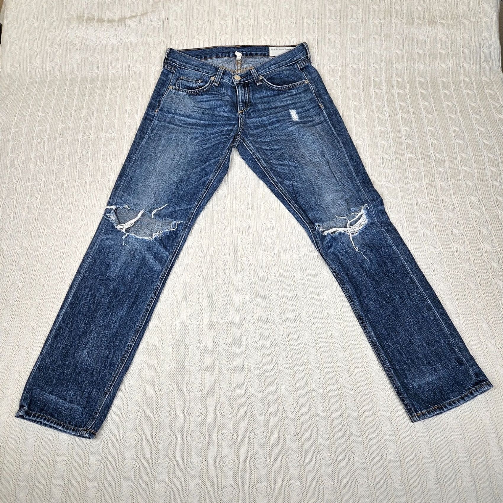 Rag & Bone rag & bone Buckley Cotton Women's Boyfriend Jeans distressed Low Rise Size 24 Blue Denim Casual Medium wash 90s Vogue? Size 42" / US 20 - 2 Thumbnail