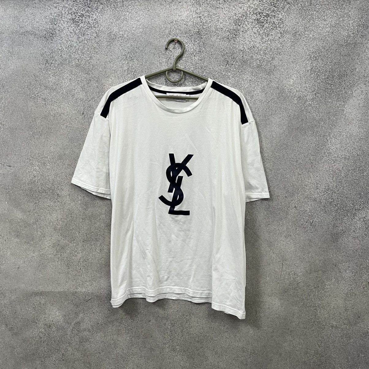 Yves Saint Laurent Vintage YSL Yves Saint Lauren T-Shirt Big Logo White Size US XL / EU 56 / 4 - 1 Thumbnail