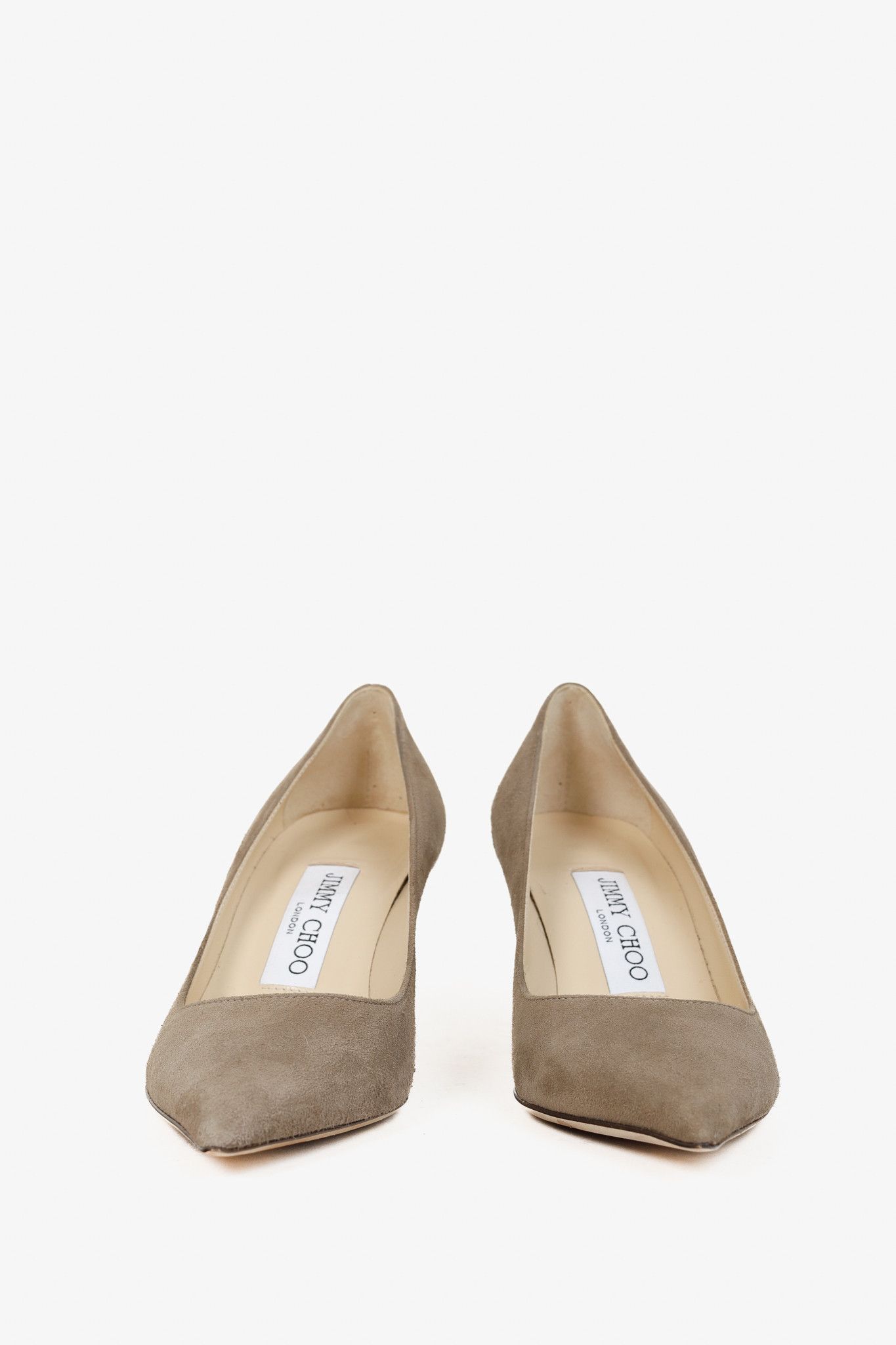 Jimmy Choo Jimmy Choo Aurora 60 Taupe Suede Pointed-Toe Heels Size US 4 / IT 34 - 2 Thumbnail