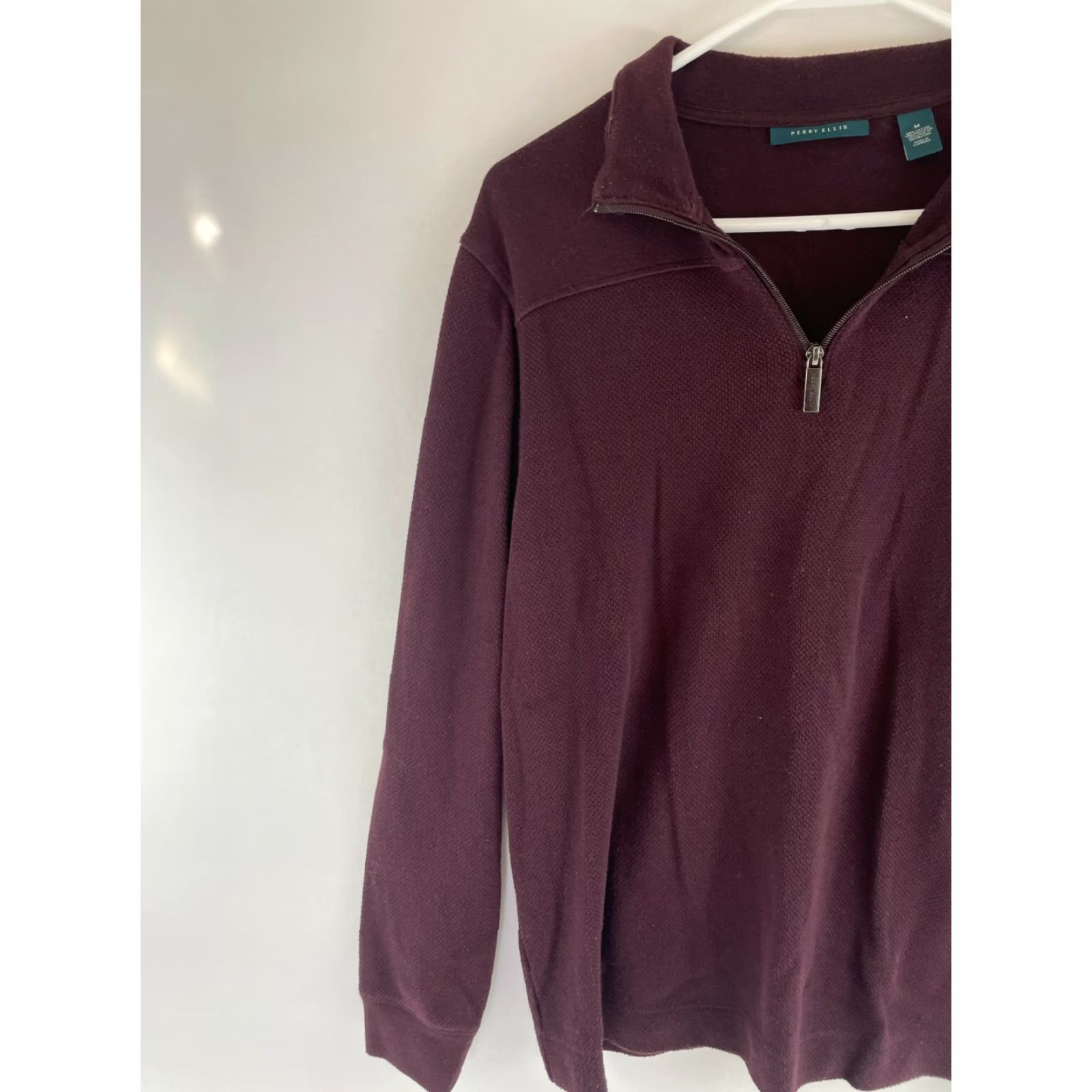 Perry Ellis Perry Ellis Sweater Men's Medium Pullover 1/4 Zip Long Sleeve Wine Burgundy Red Mock Neck Knit Casual Mens Size US M / EU 48-50 / 2 - 3 Thumbnail