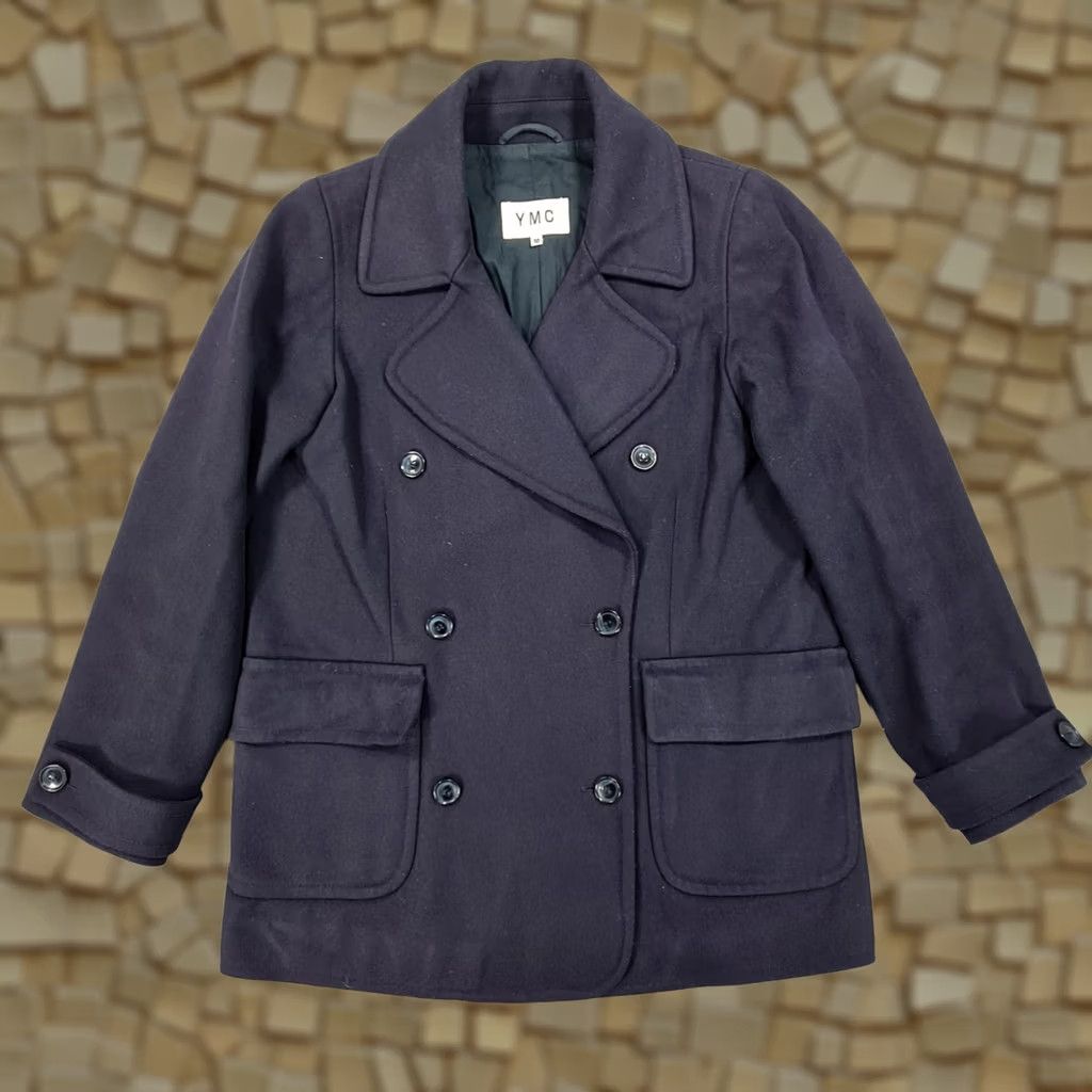 YMC YMC You Must Create Womens Coat Navy Blue 10 UK Double Breasted Wool Peacoat Jacket Size L / US 10 / IT 46 - 1 Thumbnail
