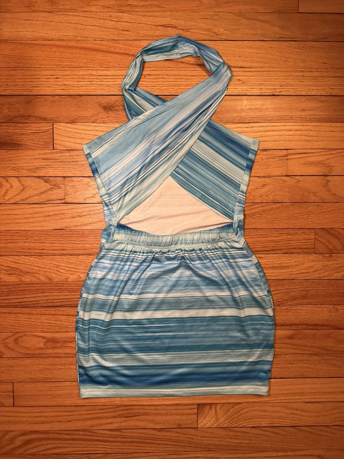 Dolls Kill Blue striped mini dress w/ Crisscross Top Size L / US 10 / IT 46 - 2 Thumbnail