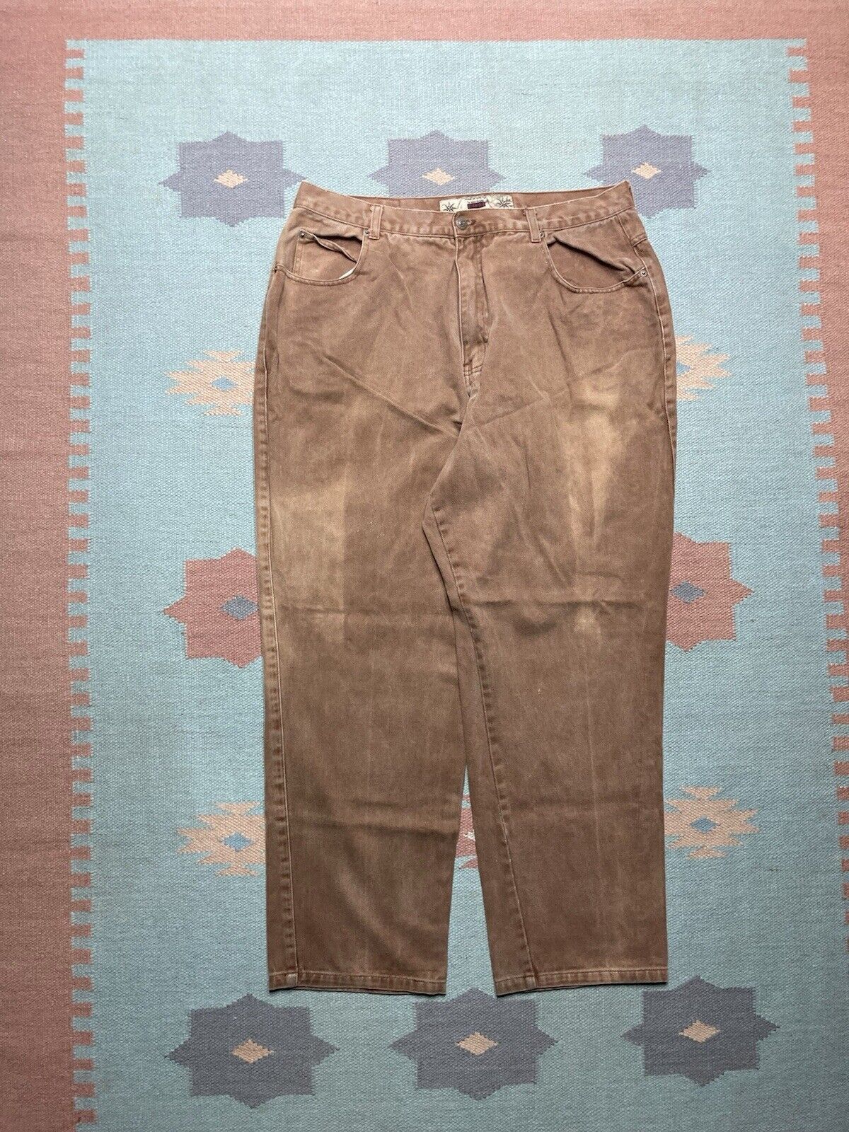 JNCO × Vintage y2k baggy jeans wide leg skater brown tan faded soft 34x29 Size US 34 / EU 50 - 4 Thumbnail