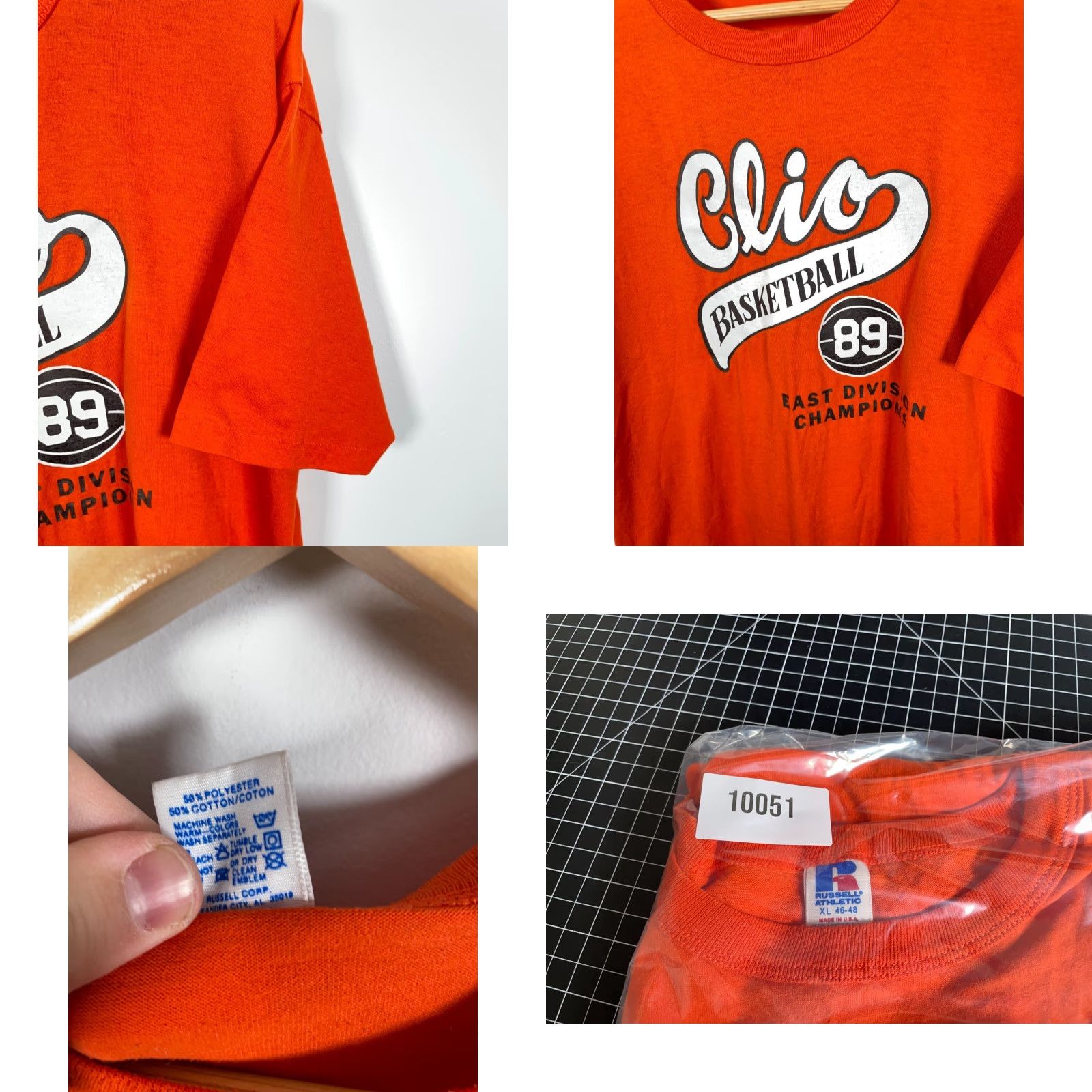 Russell Athletic VINTAGE Russell Athletic Clio Michigan Basketball T-Shirt Adult XL Orange 80s 90s City Retro Sports Men Shirt Size US XL / EU 56 / 4 - 8 Thumbnail
