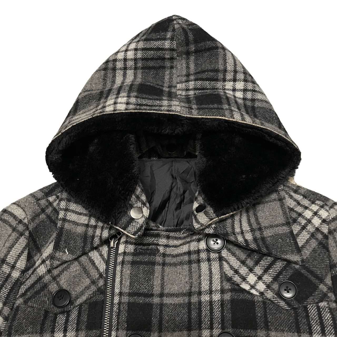 semanticdesign Semantic Design Plaid Wool Hooded Coat Size US M / EU 48-50 / 2 - 3 Thumbnail
