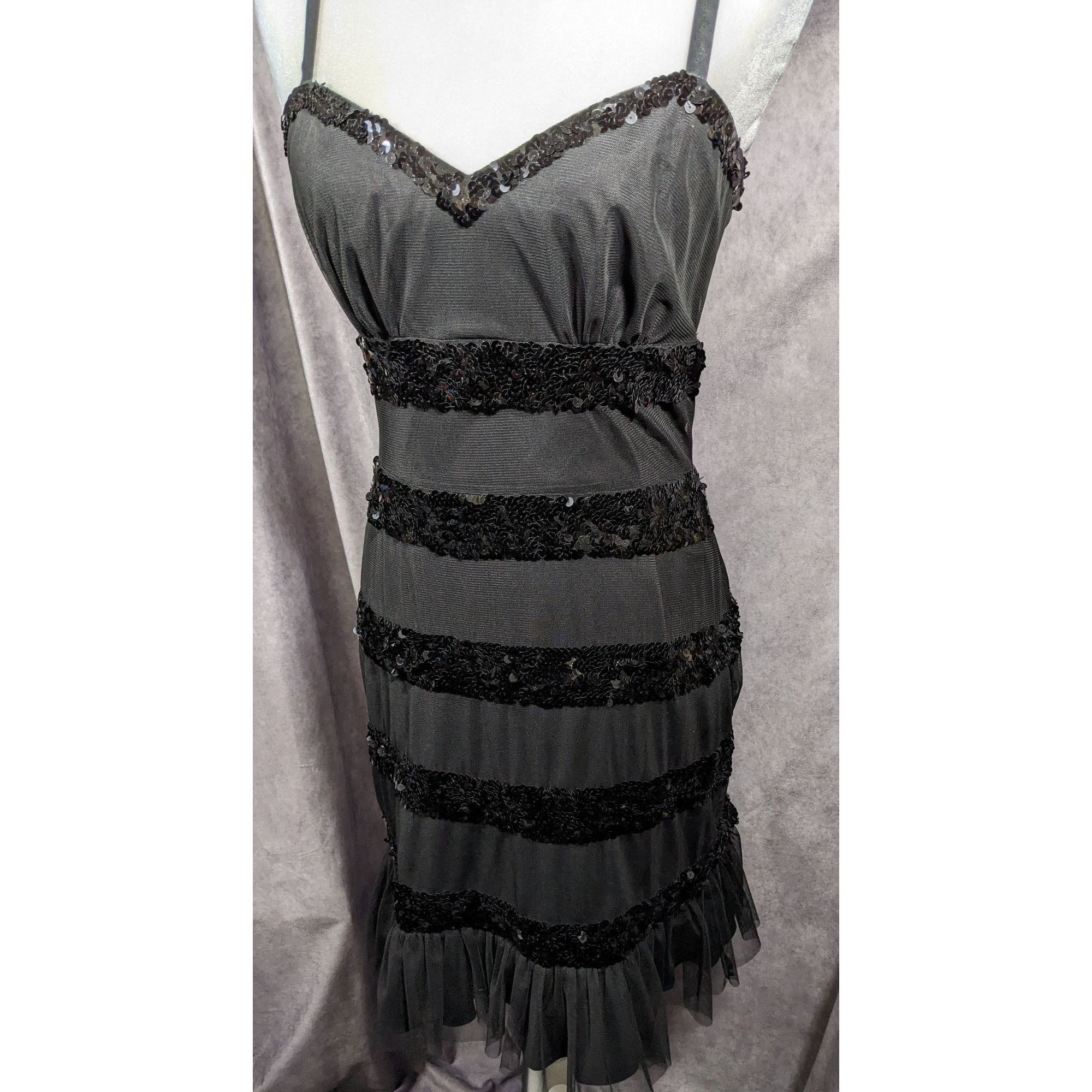 Betsey Johnson Betsey Johnson Evening Black Sequin Striped Dress Size 6 Size M / US 6-8 / IT 42-44 - 2 Thumbnail